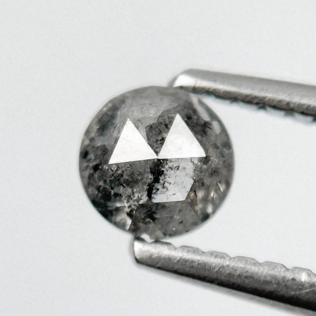0.45 Ct Round Rose Cut Grey Natural Salt and Pepper Diamond