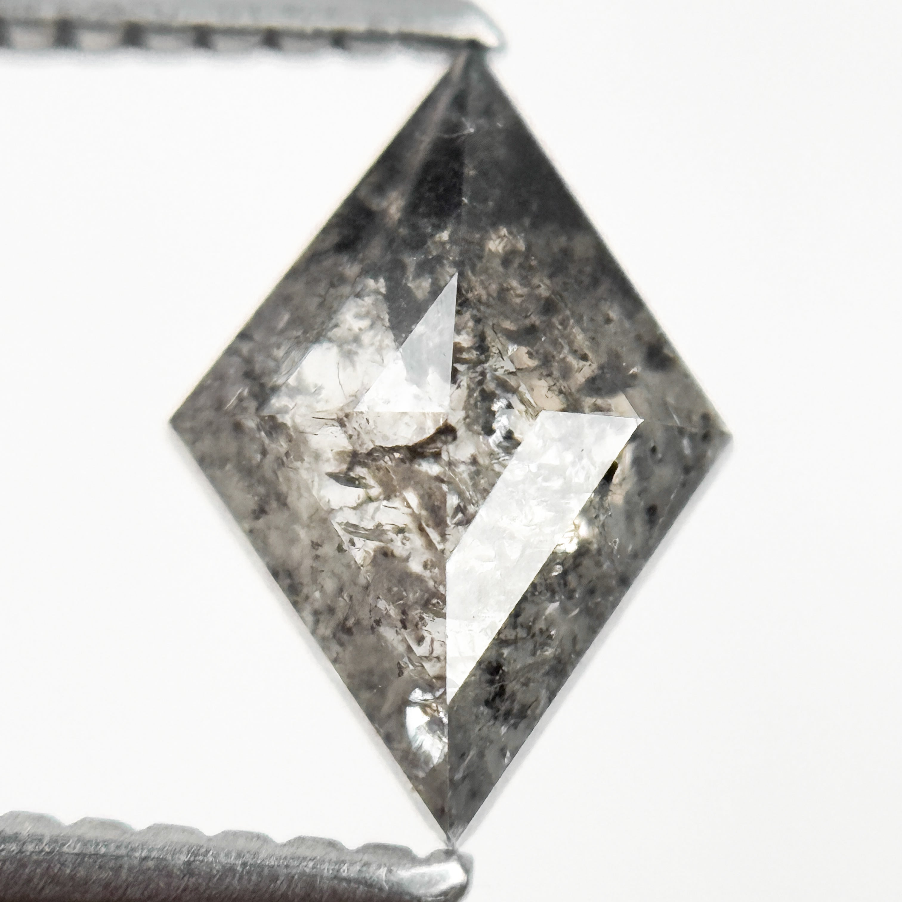 1.10 Ct Kite Rose Cut Grey Natural Salt and Pepper Diamond