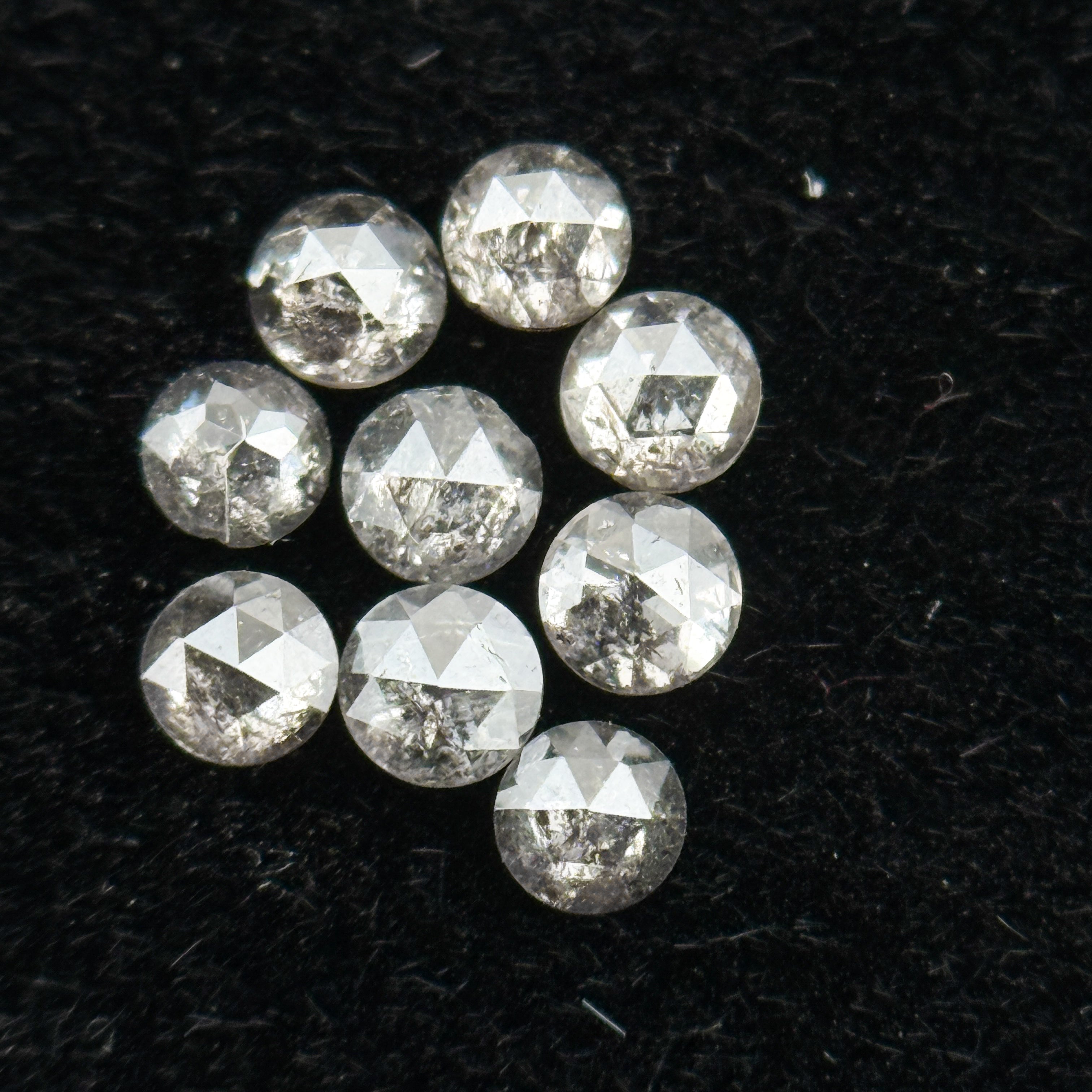 0.015 Ct Round Rose Cut Grey Natural Salt and Pepper Diamond