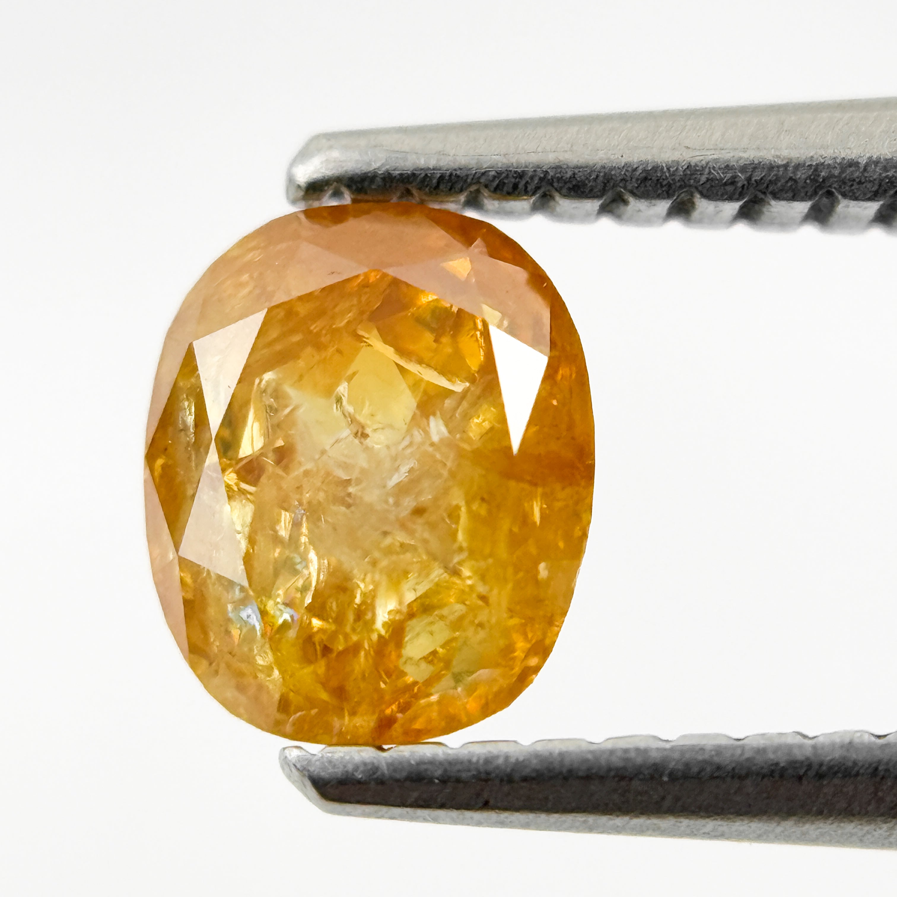 0.93 Ct Oval Rose Cut Yellow Natural Salt and Pepper Diamond