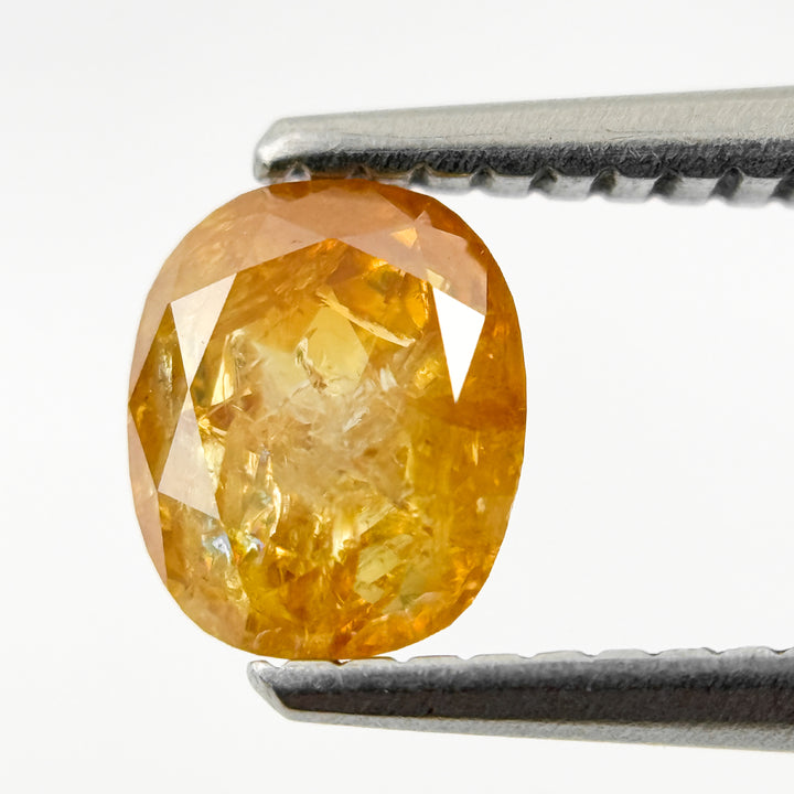 0.93 Ct Oval Rose Cut Yellow Natural Salt and Pepper Diamond