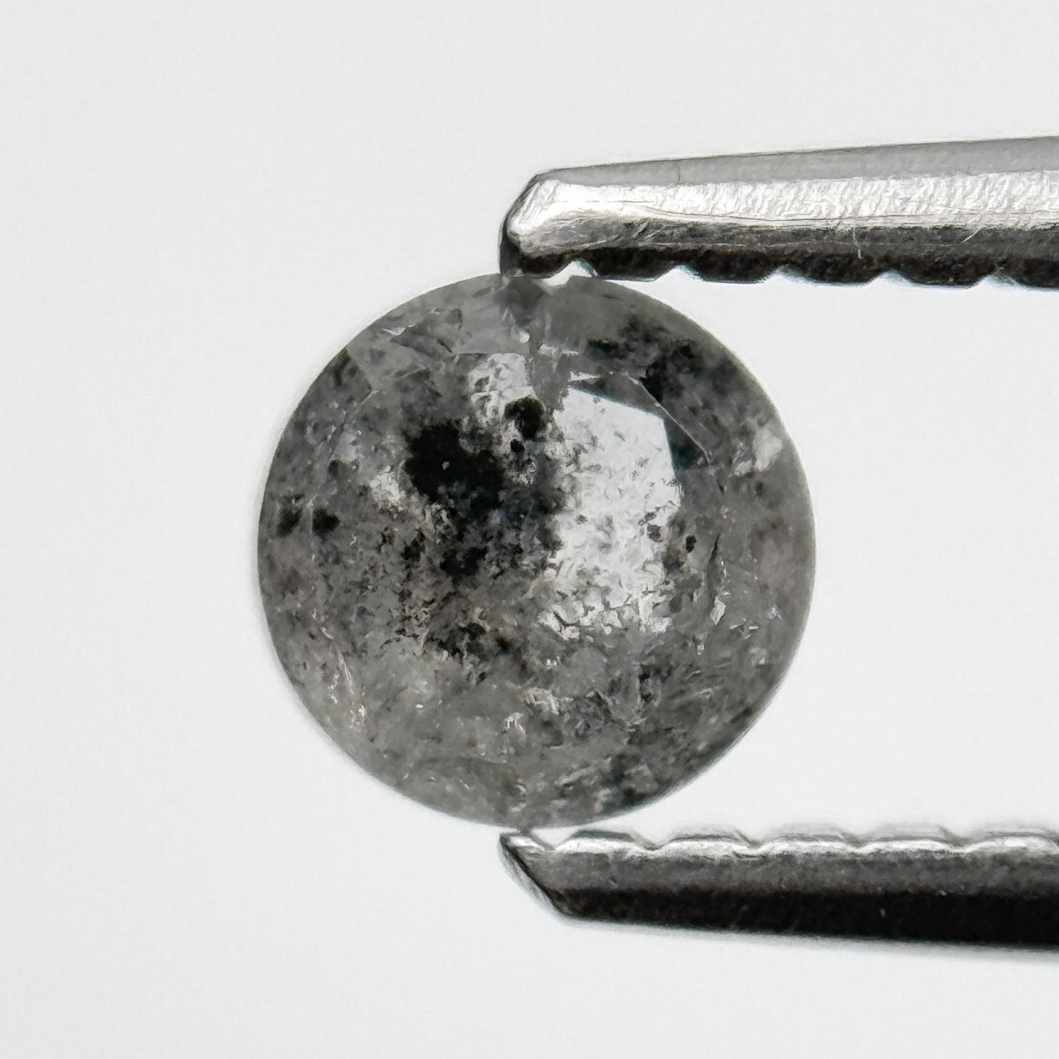 0.45 Ct Round Rose Cut Grey Natural Salt and Pepper Diamond