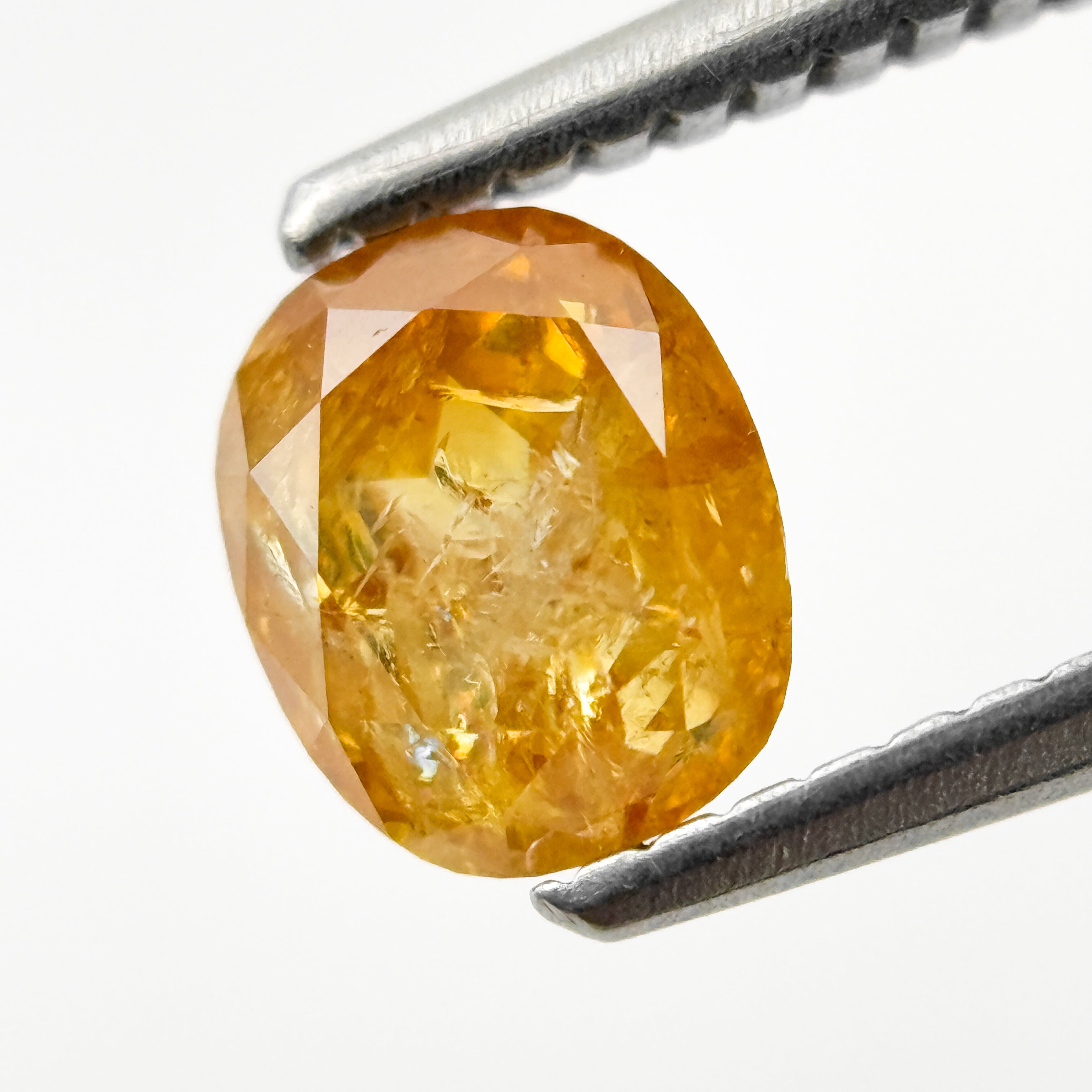 0.93 Ct Oval Rose Cut Yellow Natural Salt and Pepper Diamond