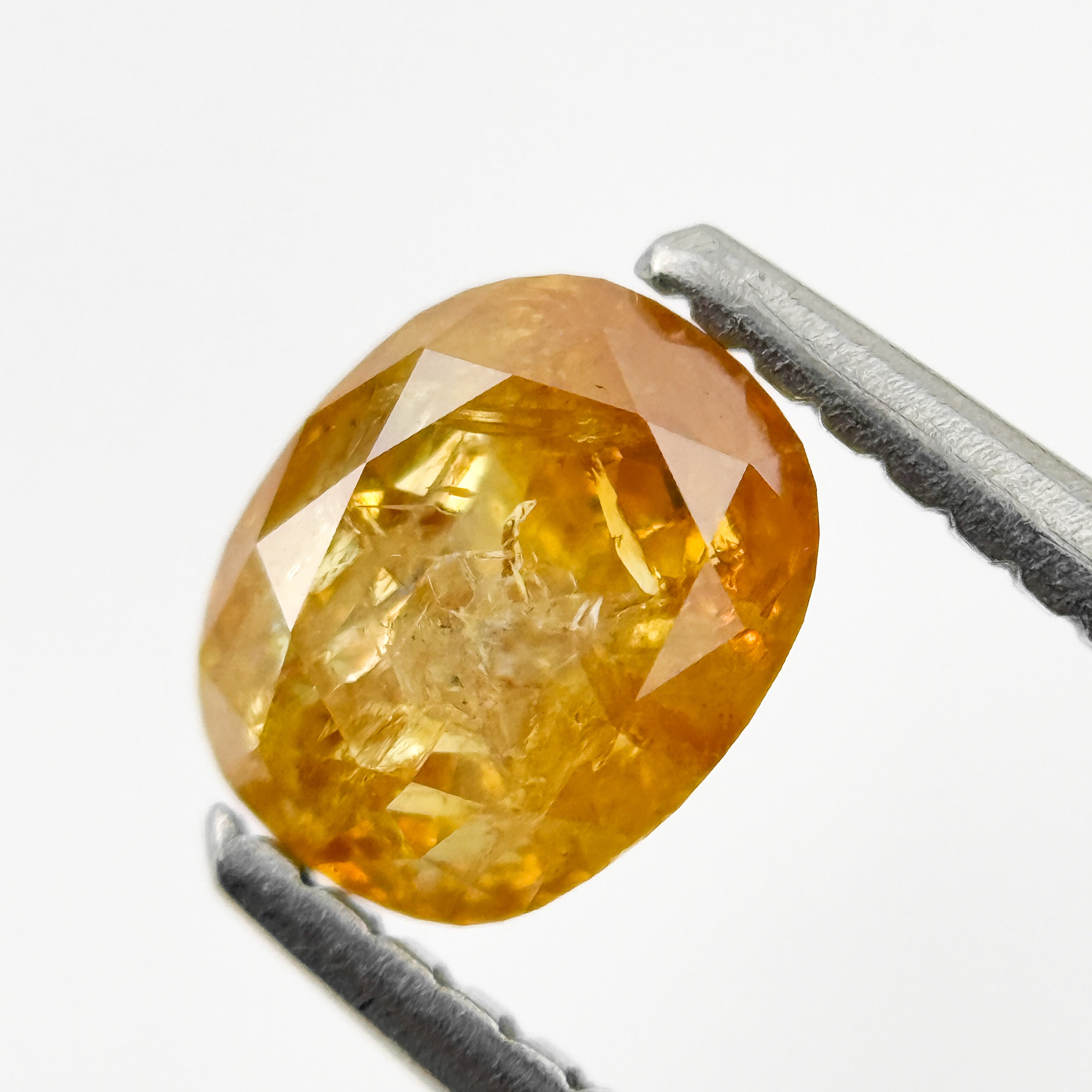 0.93 Ct Oval Rose Cut Yellow Natural Salt and Pepper Diamond