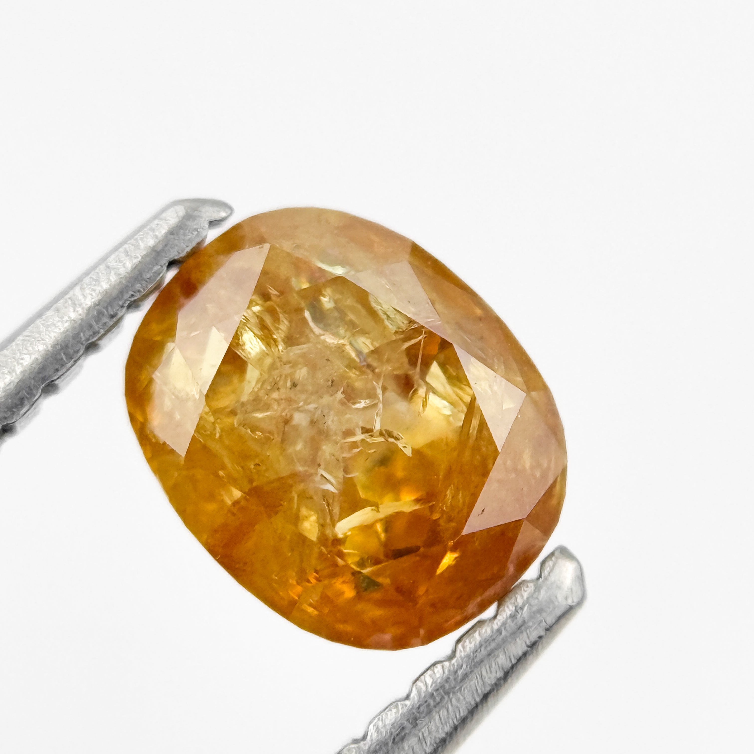0.93 Ct Oval Rose Cut Yellow Natural Salt and Pepper Diamond