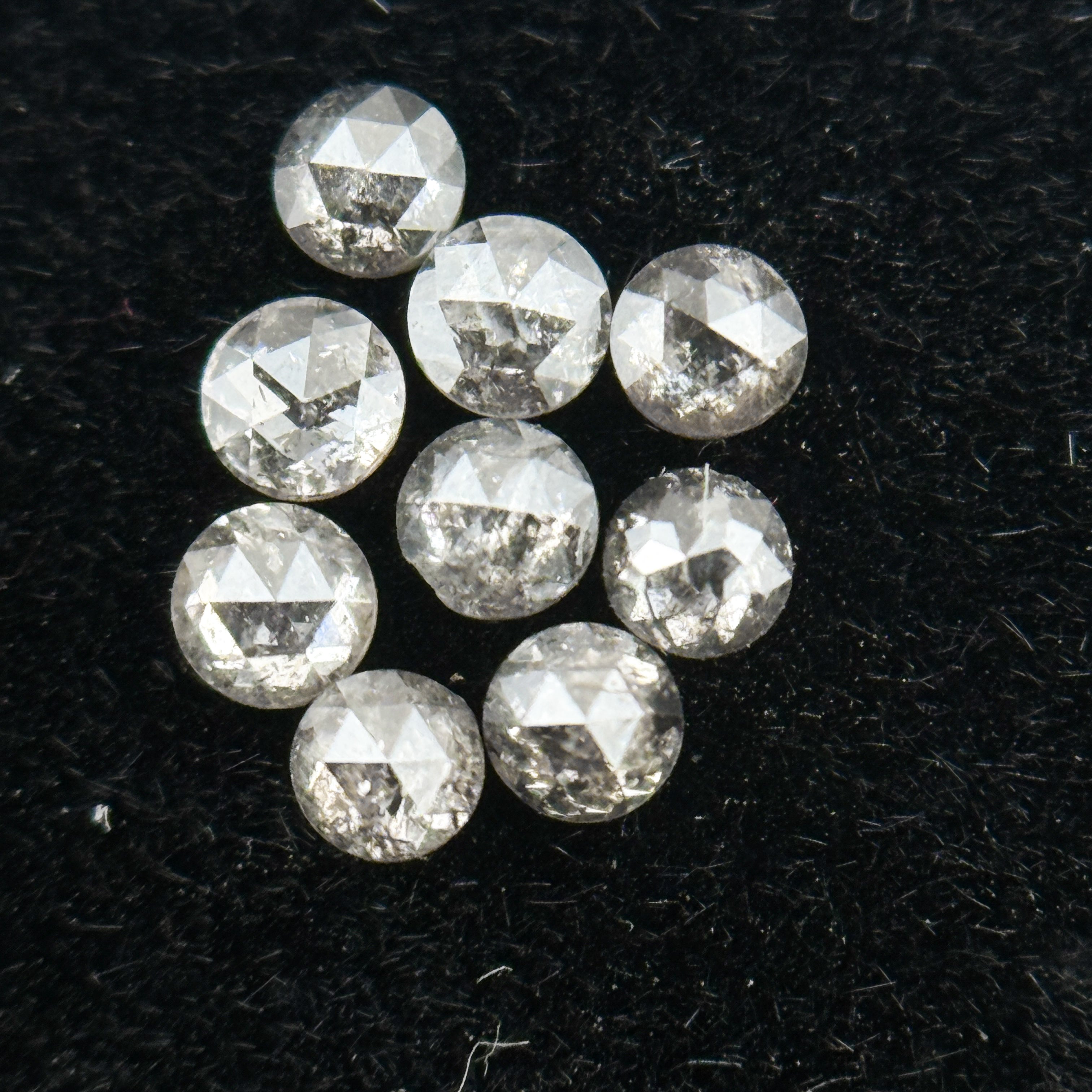 0.015 Ct Round Rose Cut Grey Natural Salt and Pepper Diamond