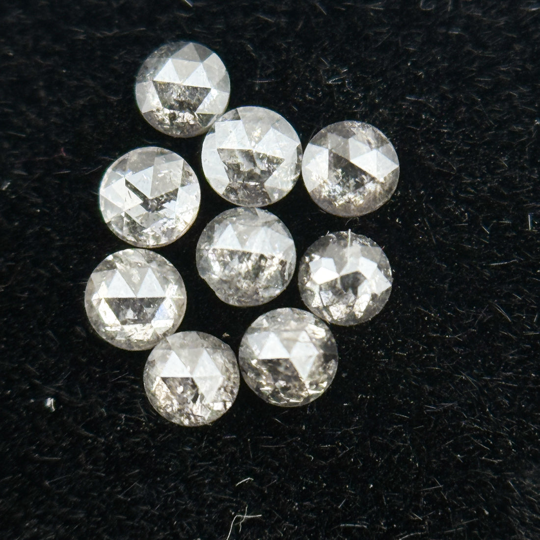 0.015 Ct Round Rose Cut Grey Natural Salt and Pepper Diamond