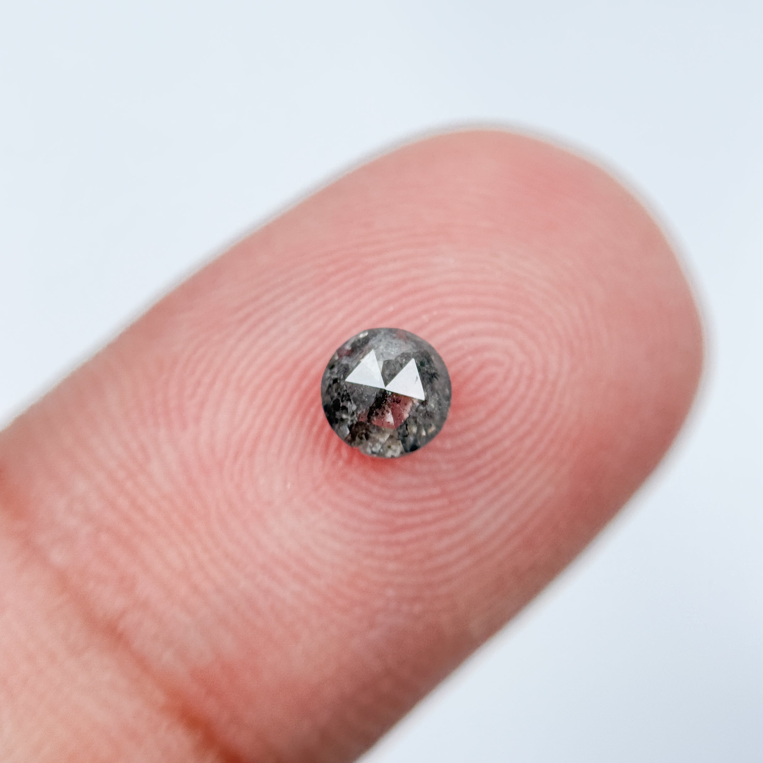 0.45 Ct Round Rose Cut Grey Natural Salt and Pepper Diamond