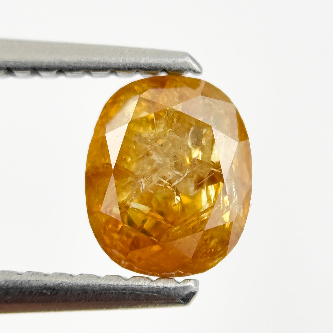0.93 Ct Oval Rose Cut Yellow Natural Salt and Pepper Diamond