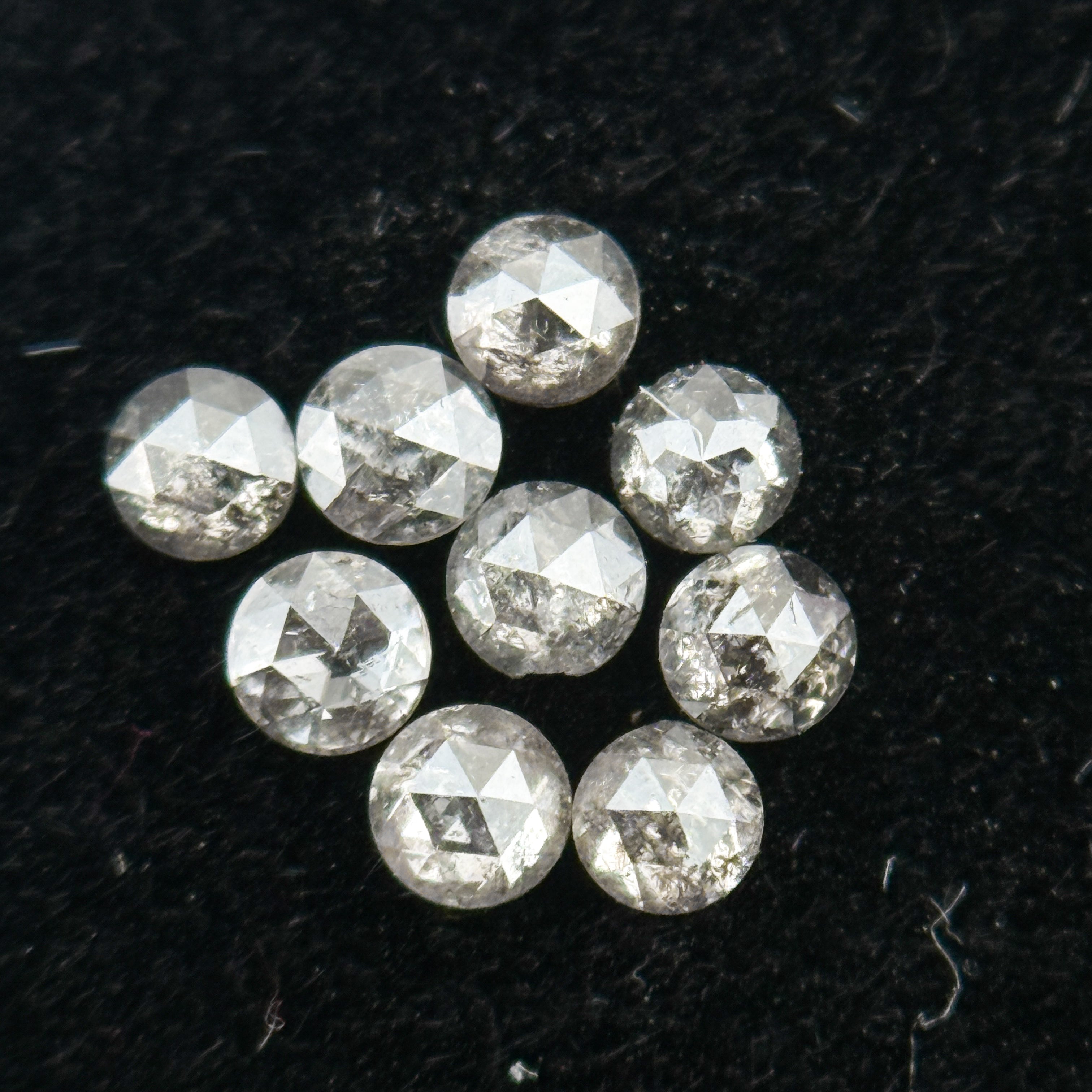0.015 Ct Round Rose Cut Grey Natural Salt and Pepper Diamond