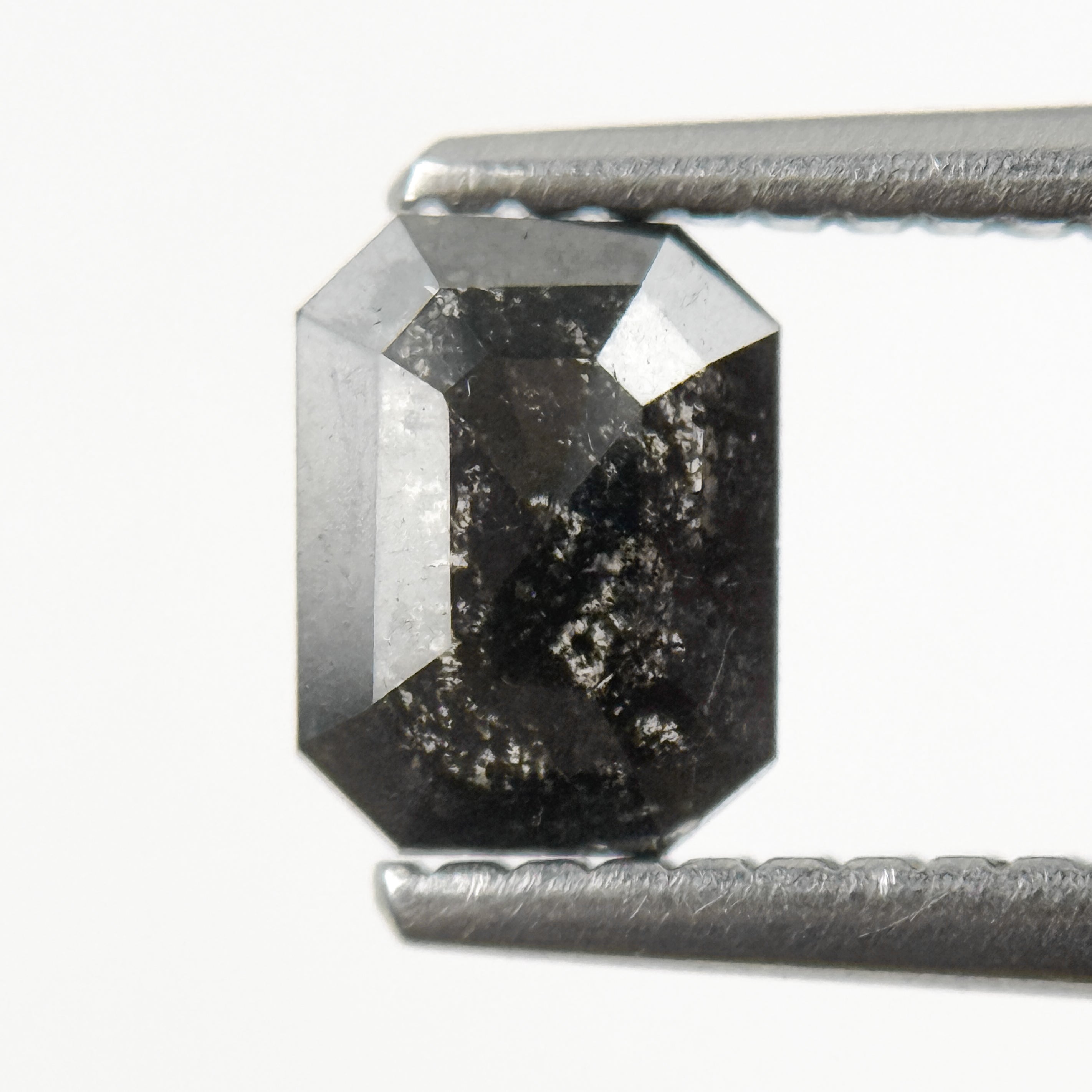 0.68 Ct Emerald Rose Cut Grey Natural Salt and Pepper Diamond
