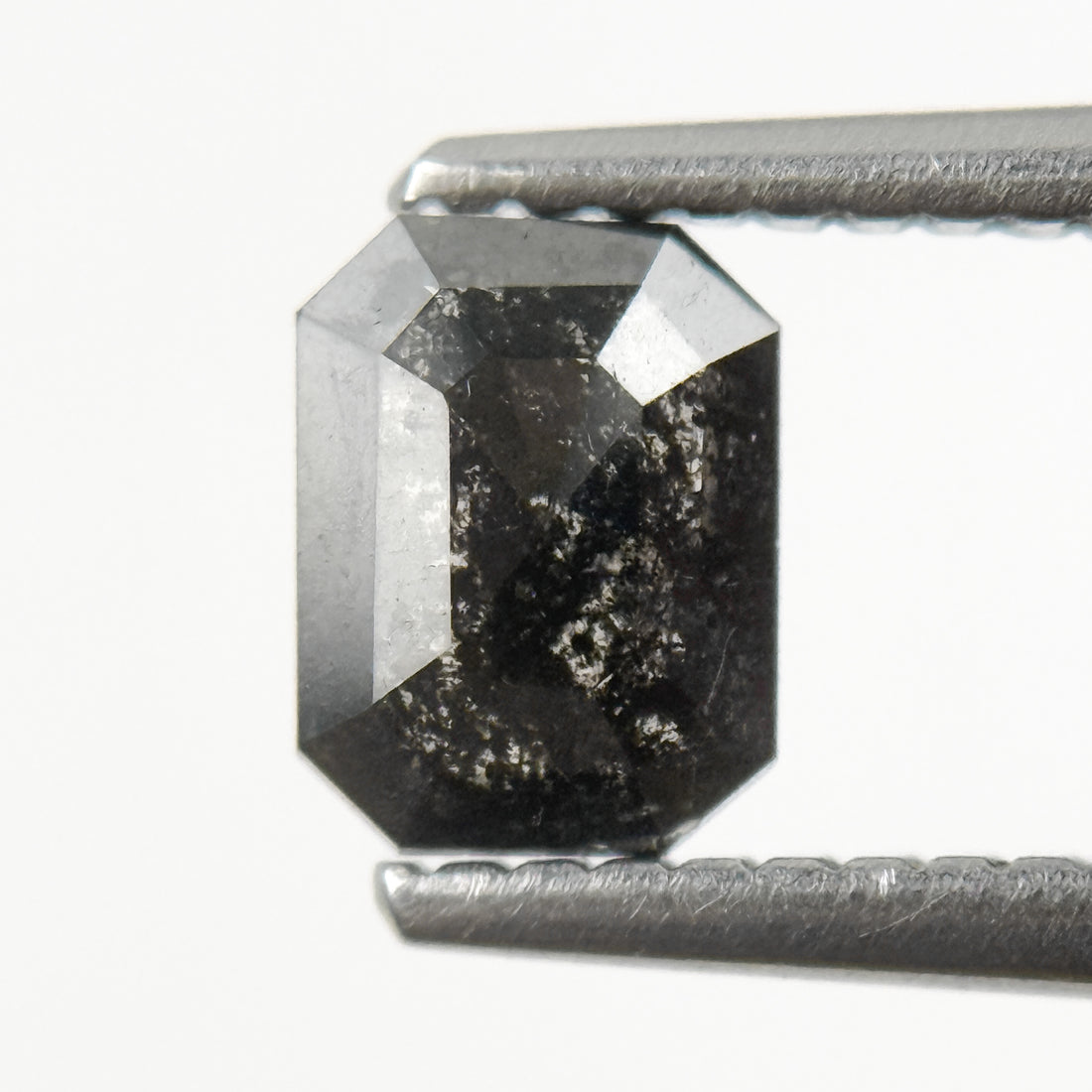 0.68 Ct Emerald Rose Cut Grey Natural Salt and Pepper Diamond