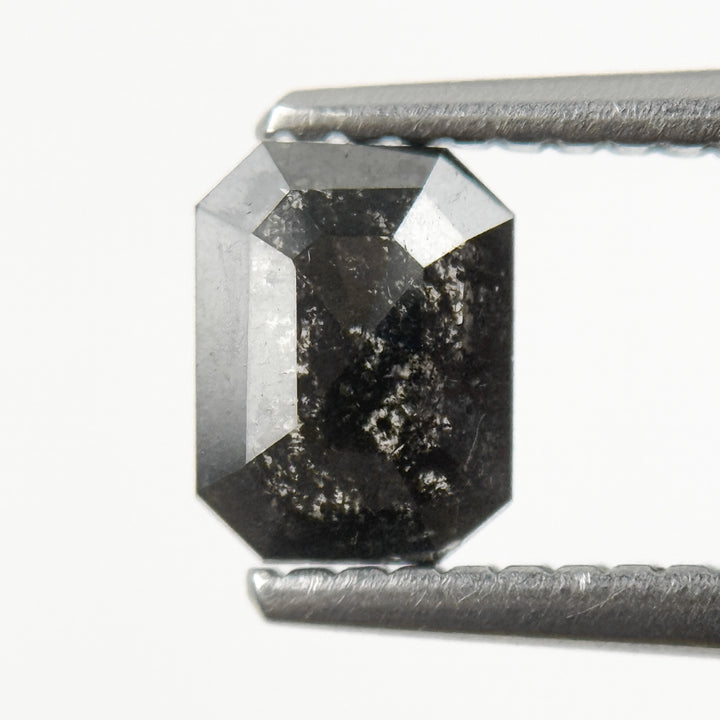 0.68 Ct Emerald Rose Cut Grey Natural Salt and Pepper Diamond
