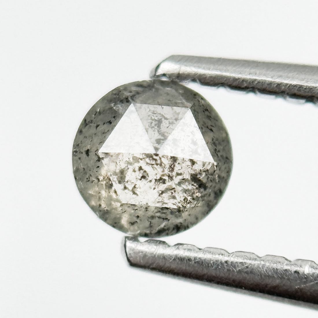 0.37 Ct Round Rose Cut Grey Natural Galaxy Diamond