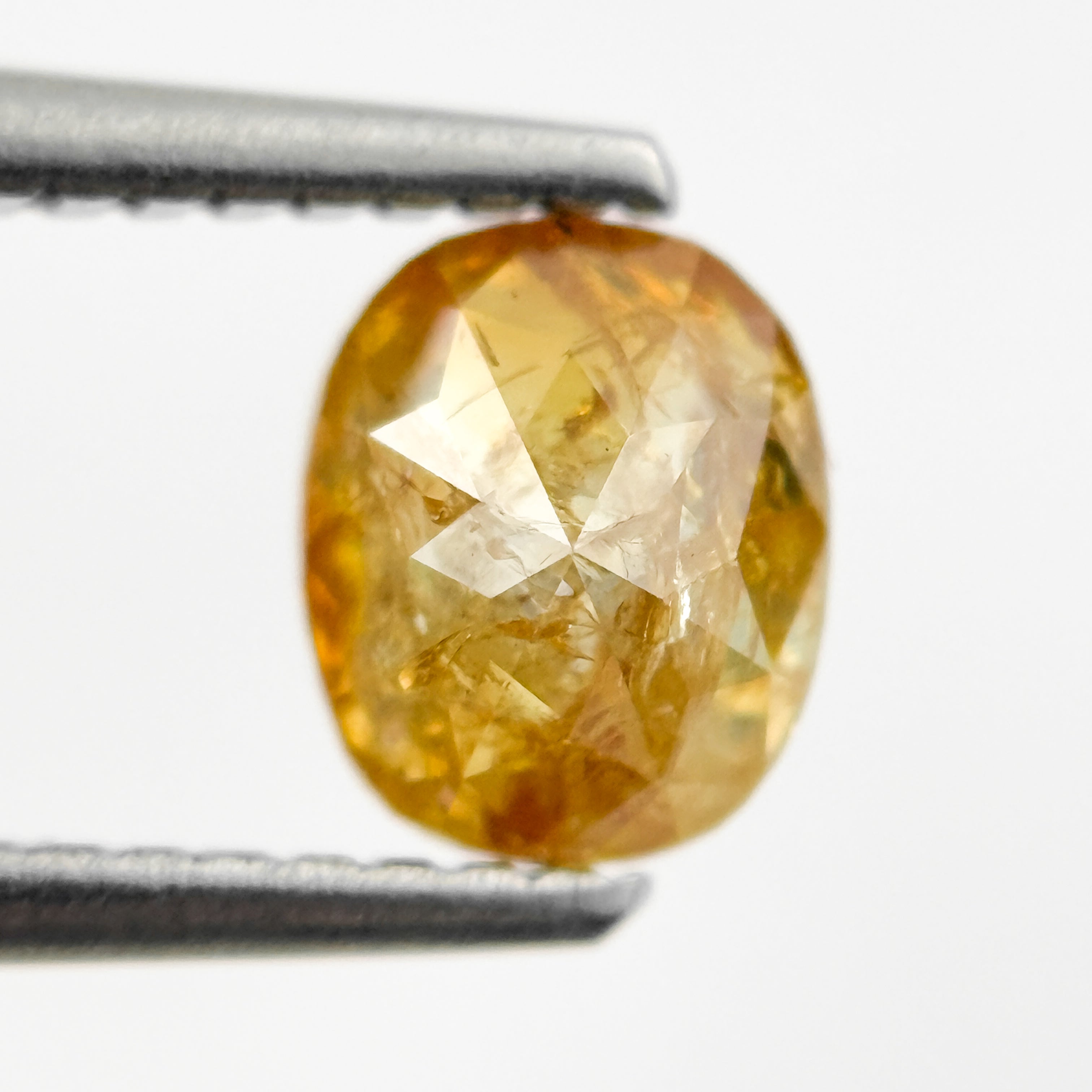 0.93 Ct Oval Rose Cut Yellow Natural Salt and Pepper Diamond