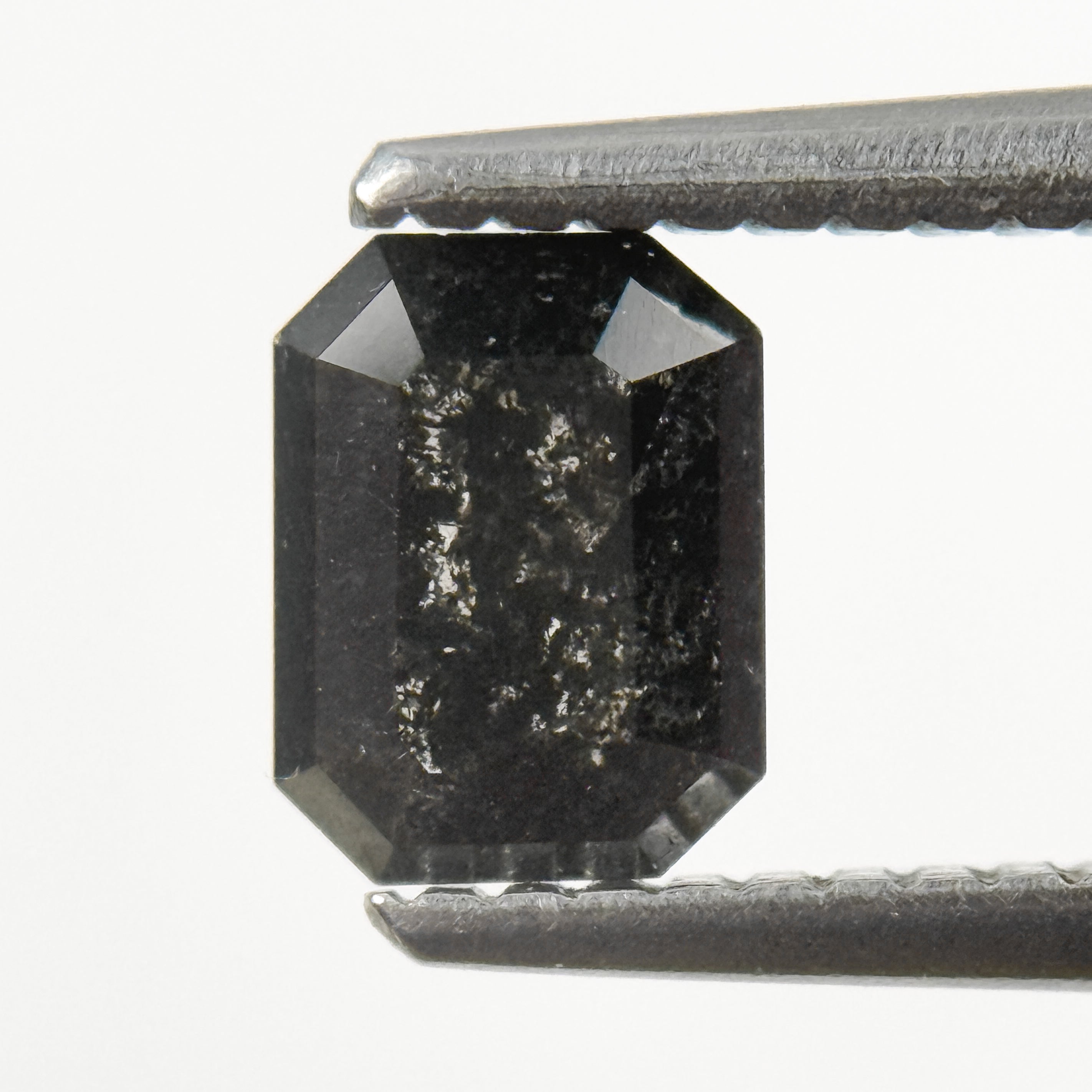 0.68 Ct Emerald Rose Cut Grey Natural Salt and Pepper Diamond