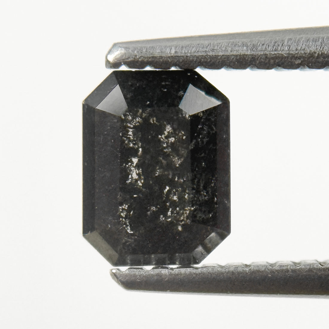 0.68 Ct Emerald Rose Cut Grey Natural Salt and Pepper Diamond