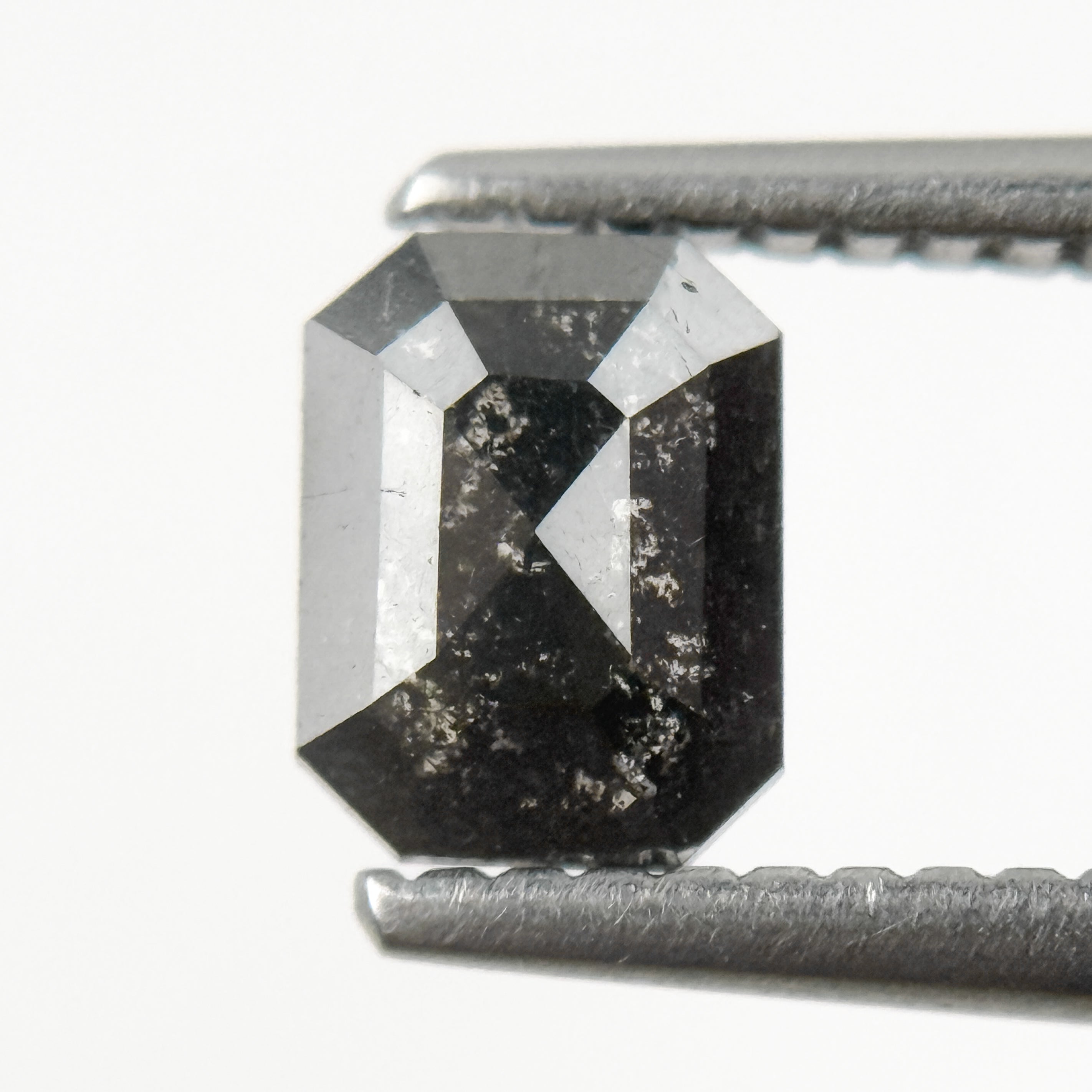 0.68 Ct Emerald Rose Cut Grey Natural Salt and Pepper Diamond