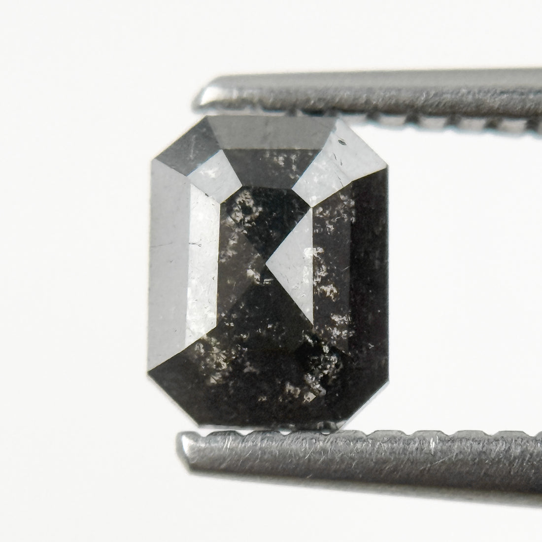 0.68 Ct Emerald Rose Cut Grey Natural Salt and Pepper Diamond
