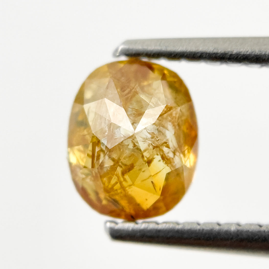 0.93 Ct Oval Rose Cut Yellow Natural Salt and Pepper Diamond
