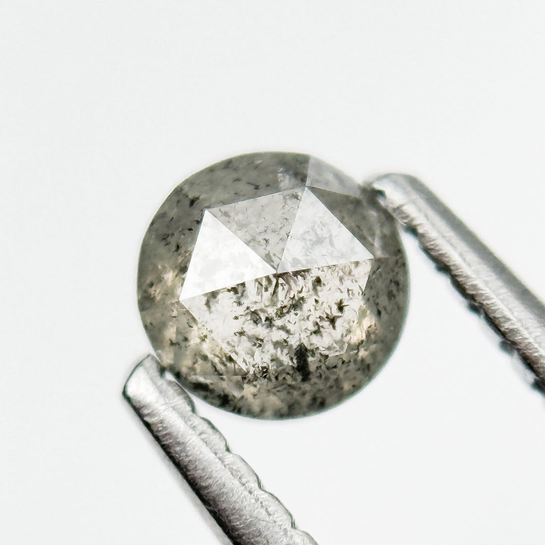 0.37 Ct Round Rose Cut Grey Natural Salt and Pepper Diamond