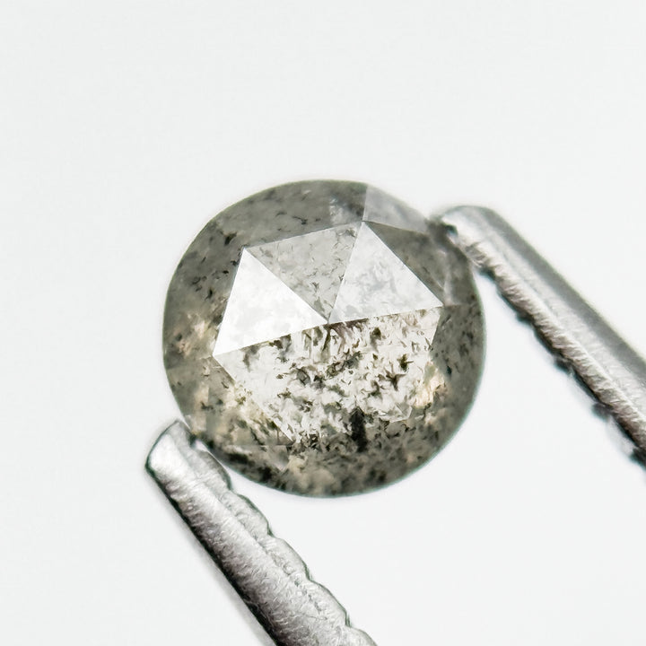 0.37 Ct Round Rose Cut Grey Natural Salt and Pepper Diamond