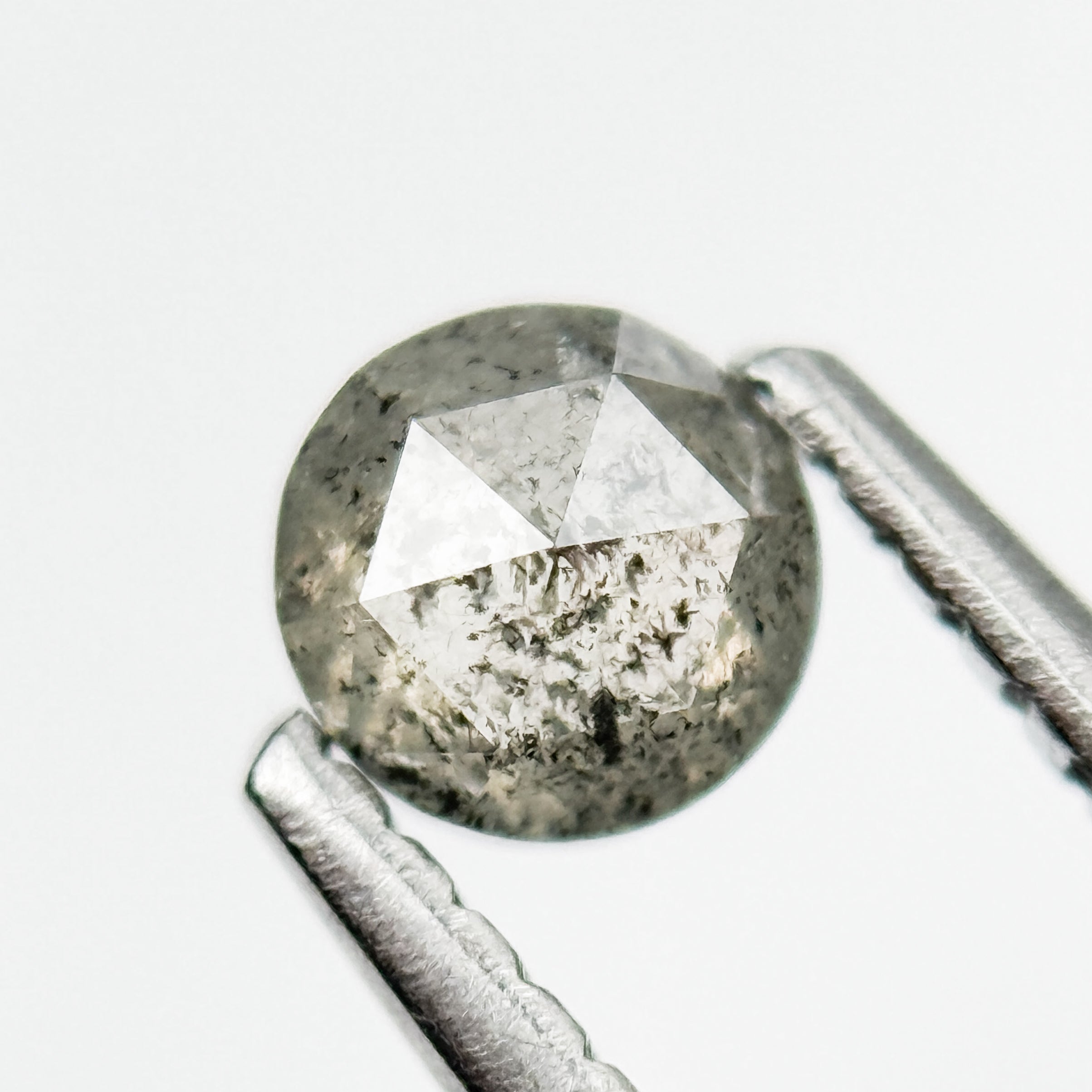 0.37 Ct Round Rose Cut Grey Natural Galaxy Diamond