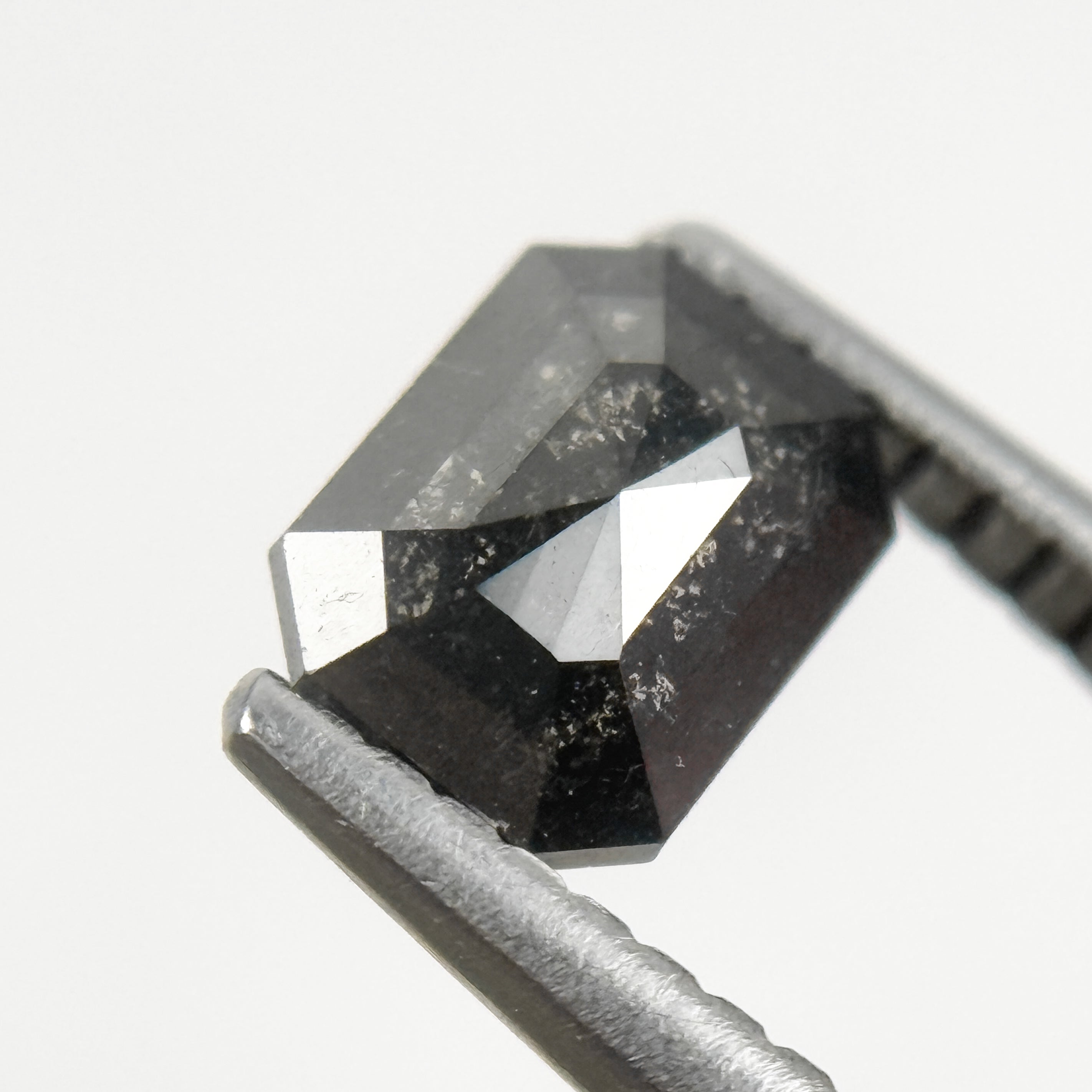 0.68 Ct Emerald Rose Cut Grey Natural Salt and Pepper Diamond