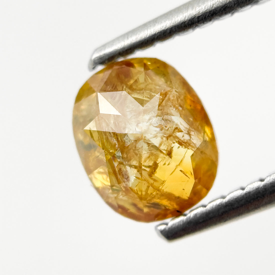 0.93 Ct Oval Rose Cut Yellow Natural Salt and Pepper Diamond