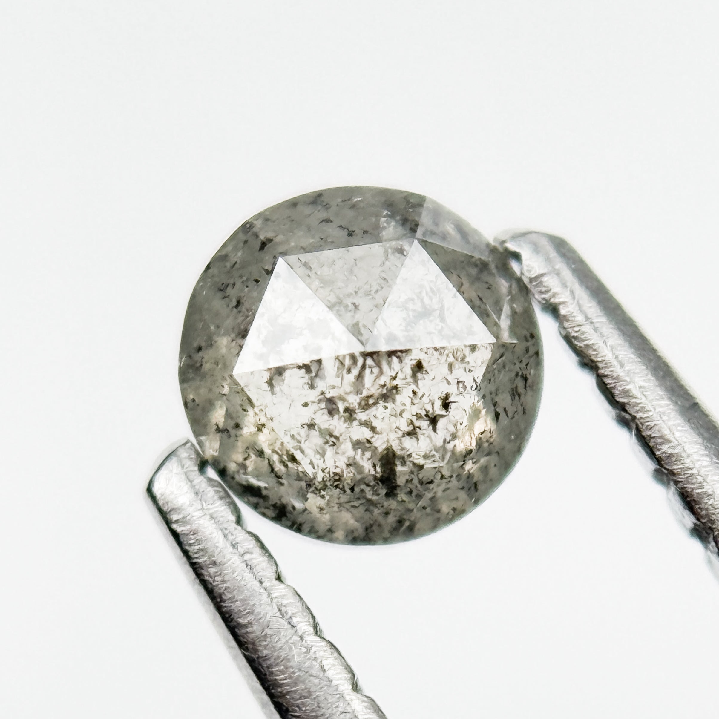 0.37 Ct Round Rose Cut Grey Natural Galaxy Diamond