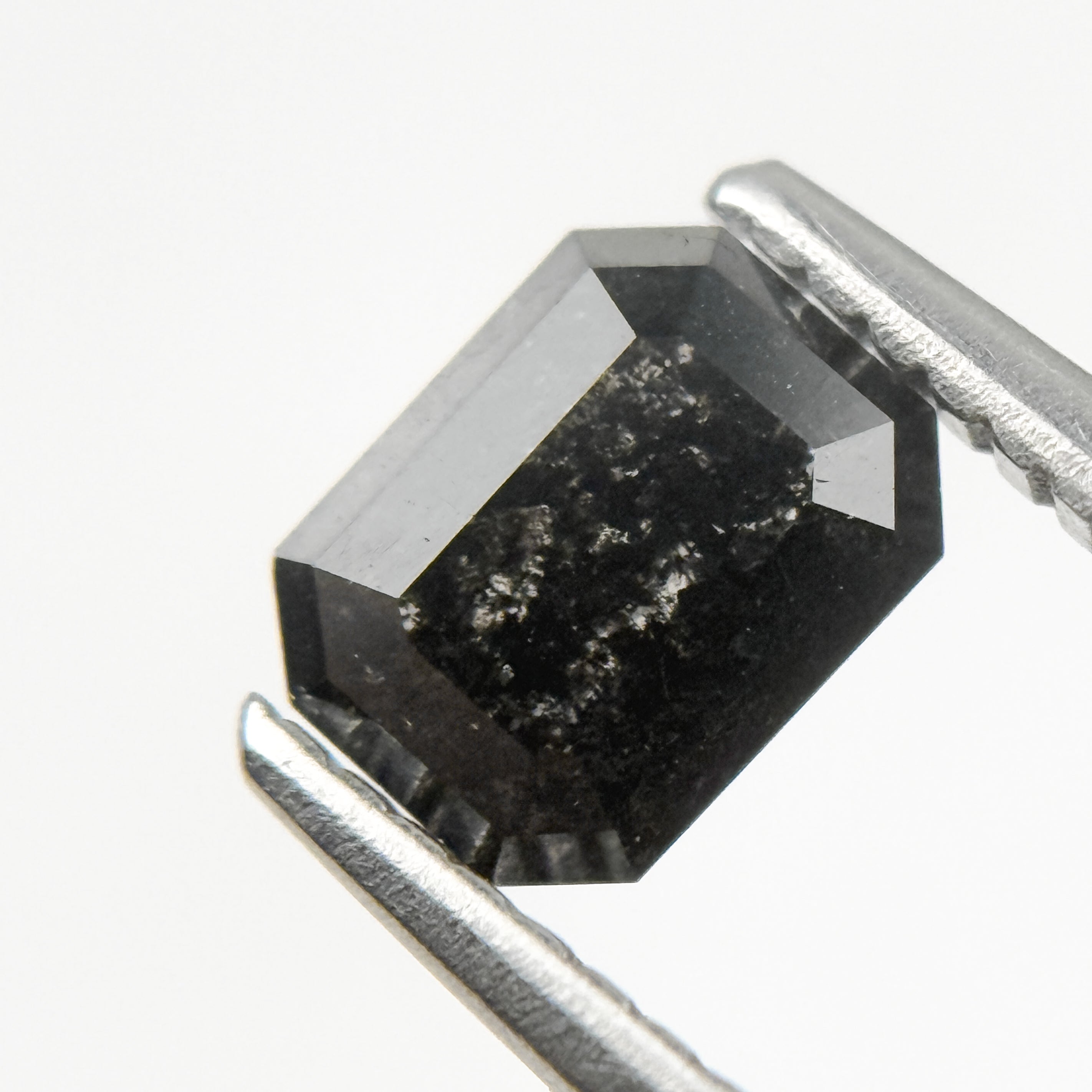 0.68 Ct Emerald Rose Cut Grey Natural Salt and Pepper Diamond