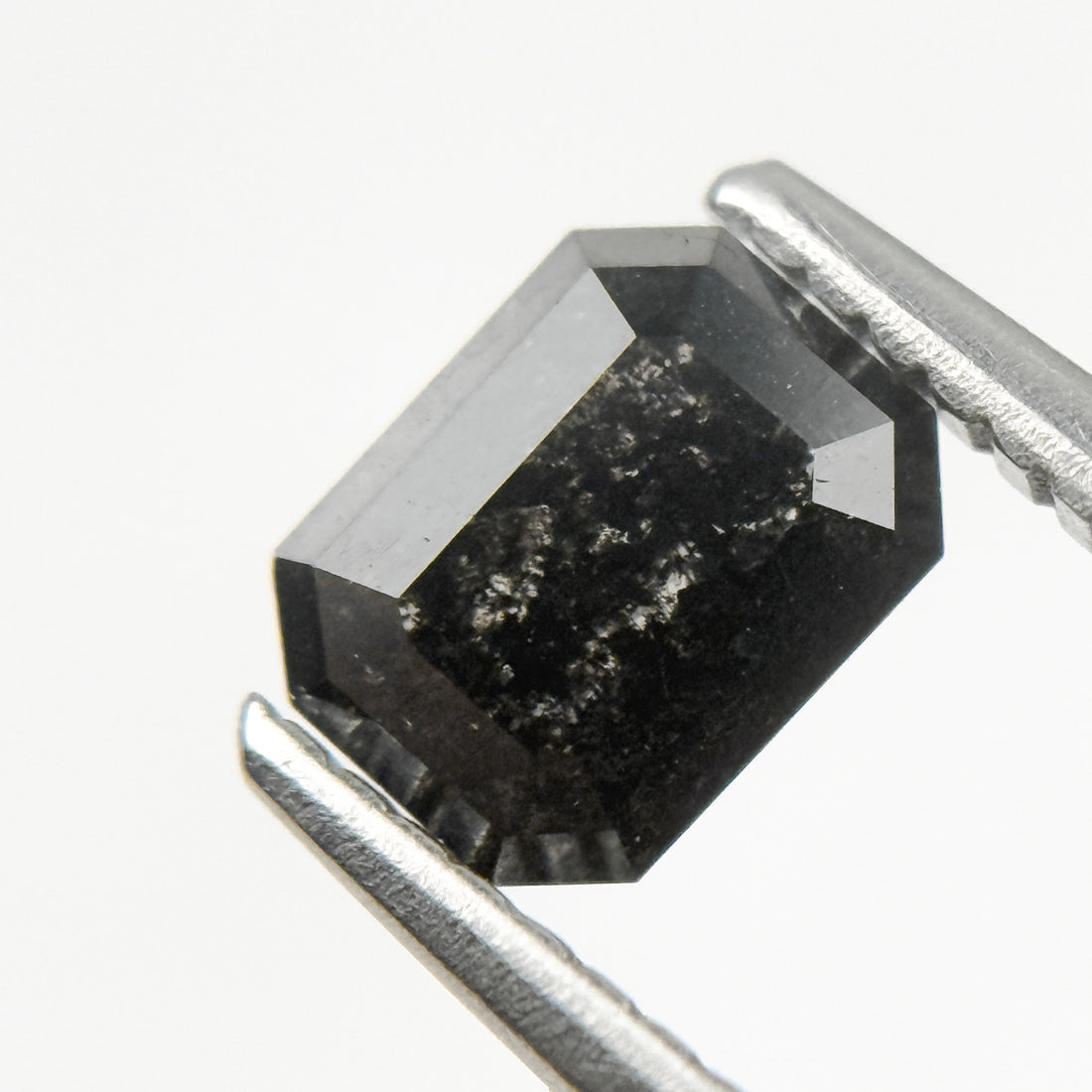 0.68 Ct Emerald Rose Cut Grey Natural Salt and Pepper Diamond