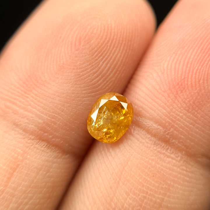 0.93 Ct Oval Rose Cut Yellow Natural Salt and Pepper Diamond