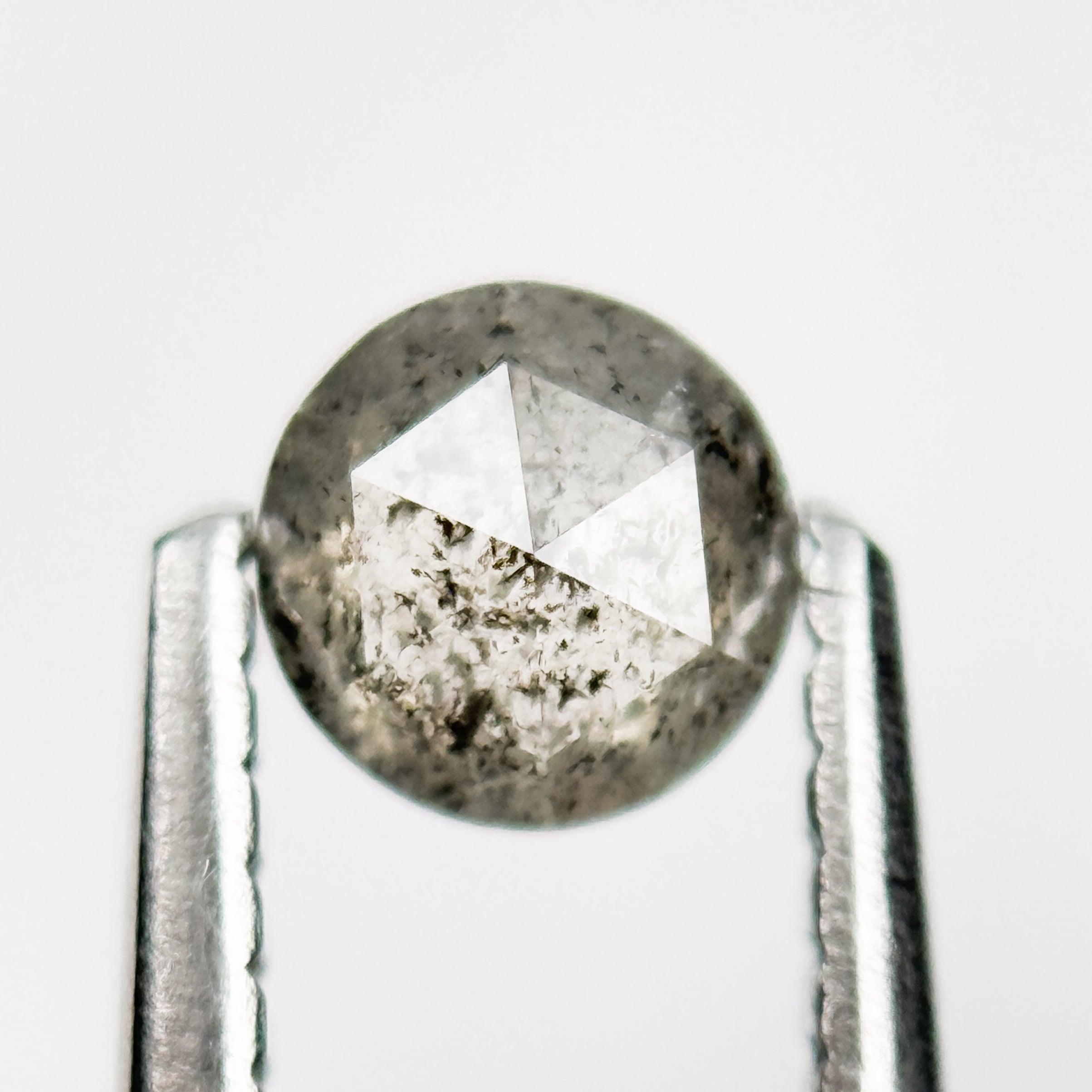0.37 Ct Round Rose Cut Grey Natural Galaxy Diamond