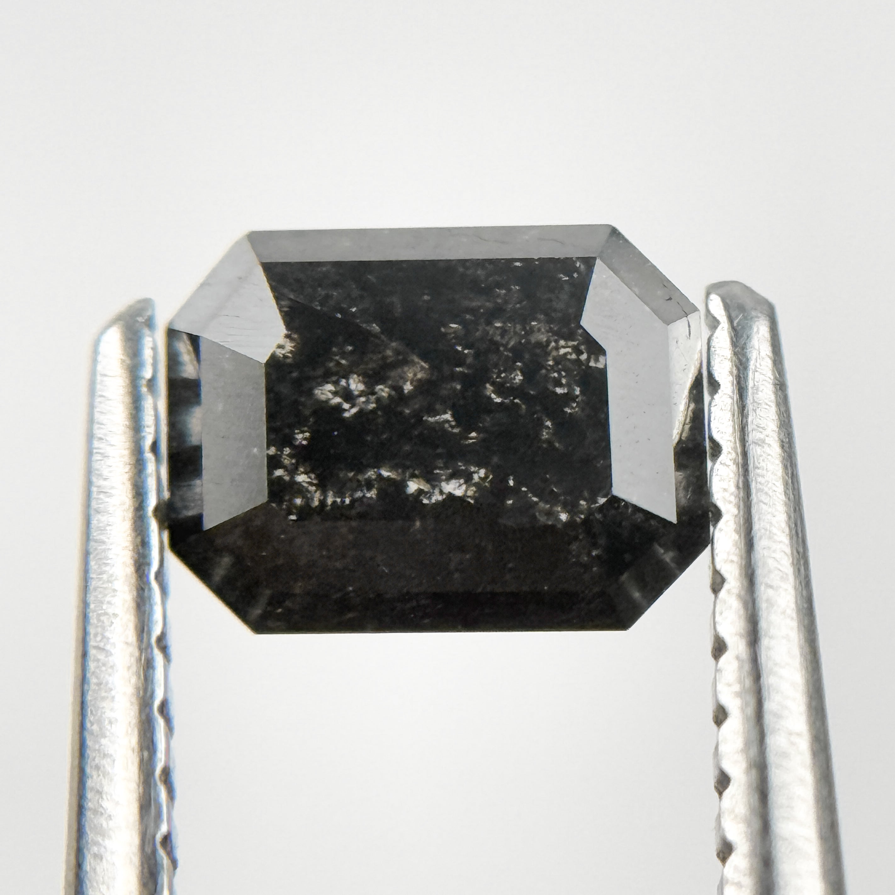 0.68 Ct Emerald Rose Cut Grey Natural Salt and Pepper Diamond