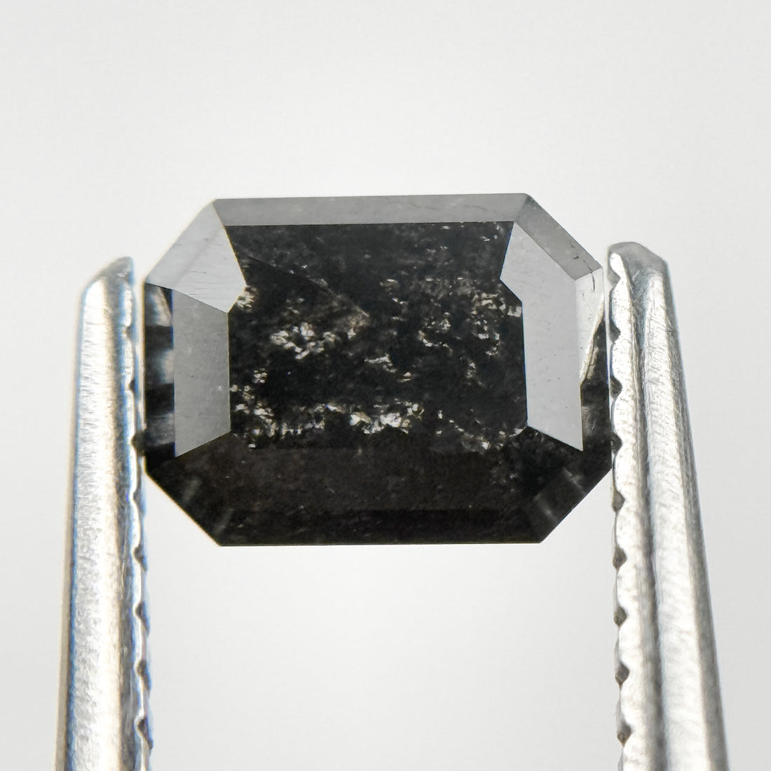 0.68 Ct Emerald Rose Cut Grey Natural Salt and Pepper Diamond