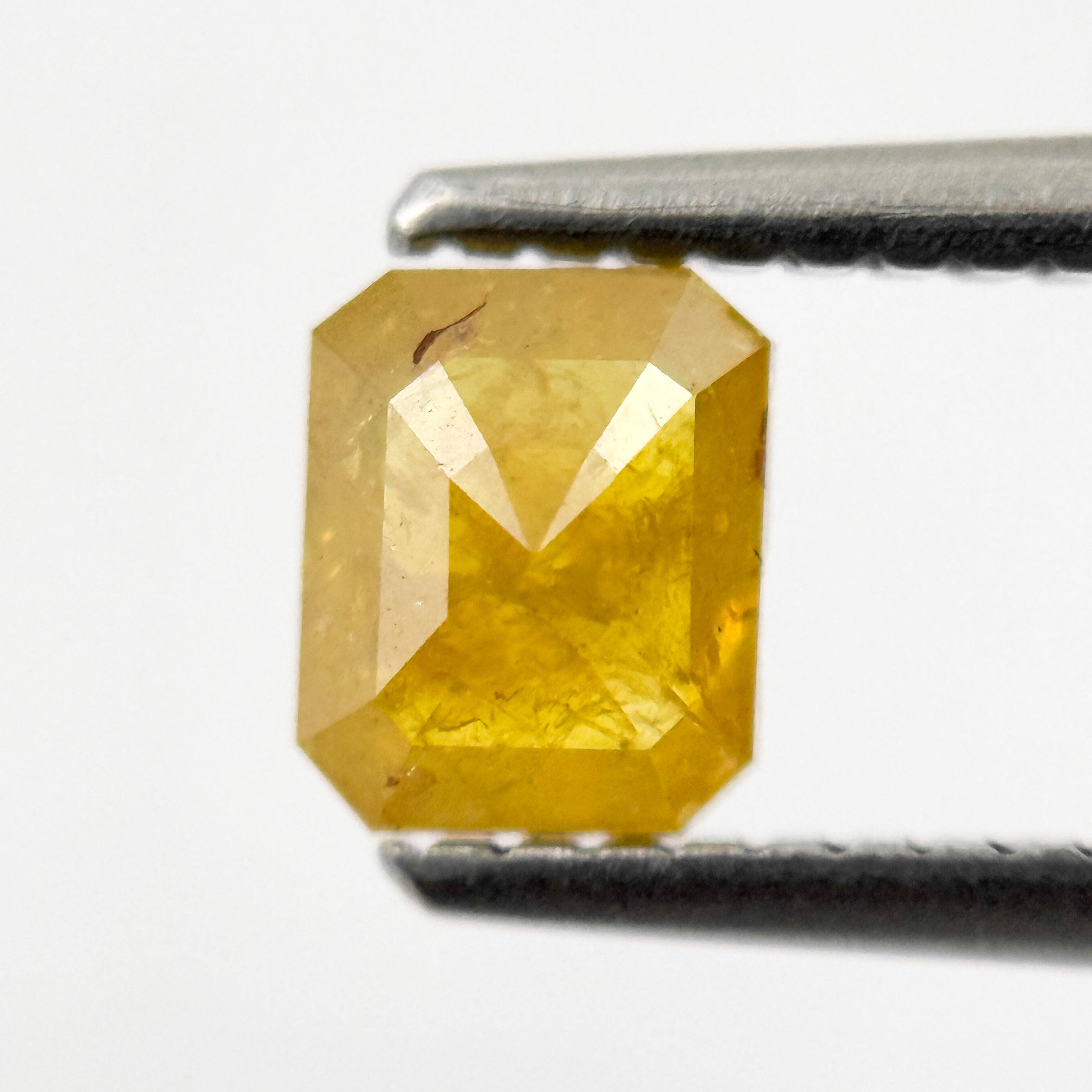 0.76 Ct Emerald Rose Cut Yellow Natural Salt and Pepper Diamond
