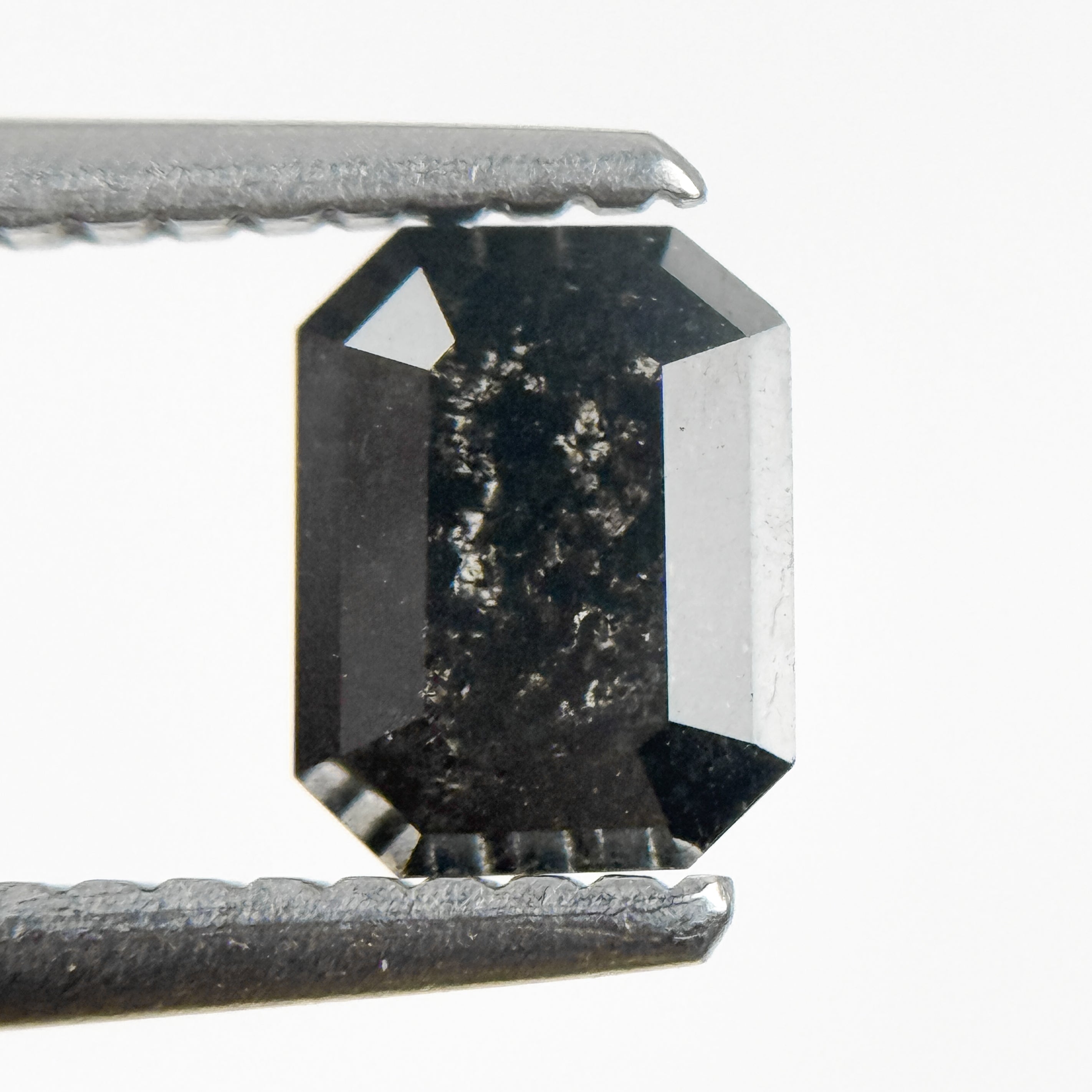 0.68 Ct Emerald Rose Cut Grey Natural Salt and Pepper Diamond
