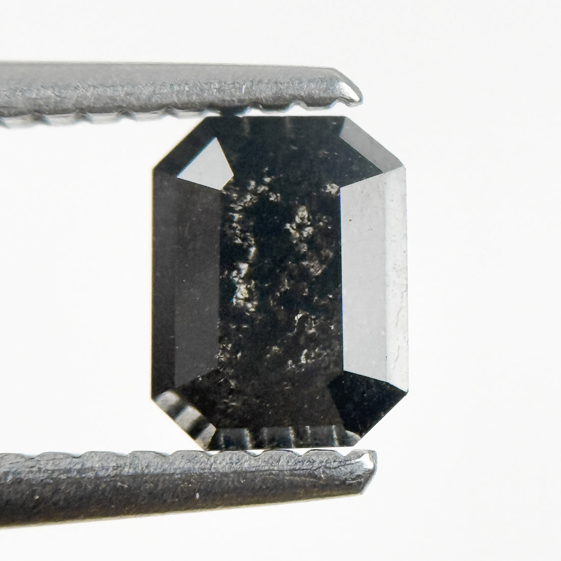 0.68 Ct Emerald Rose Cut Grey Natural Salt and Pepper Diamond
