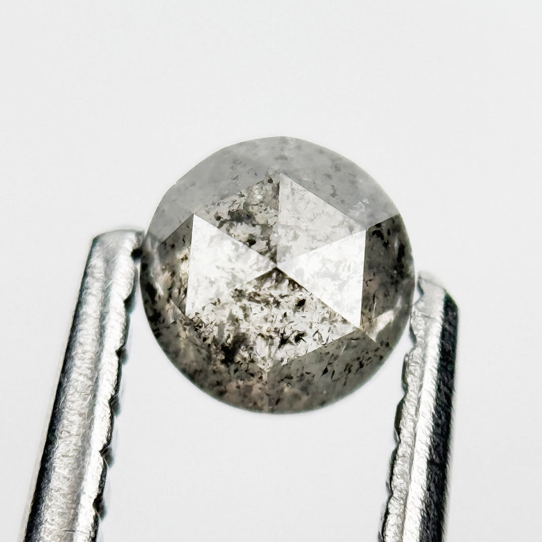 0.37 Ct Round Rose Cut Grey Natural Galaxy Diamond