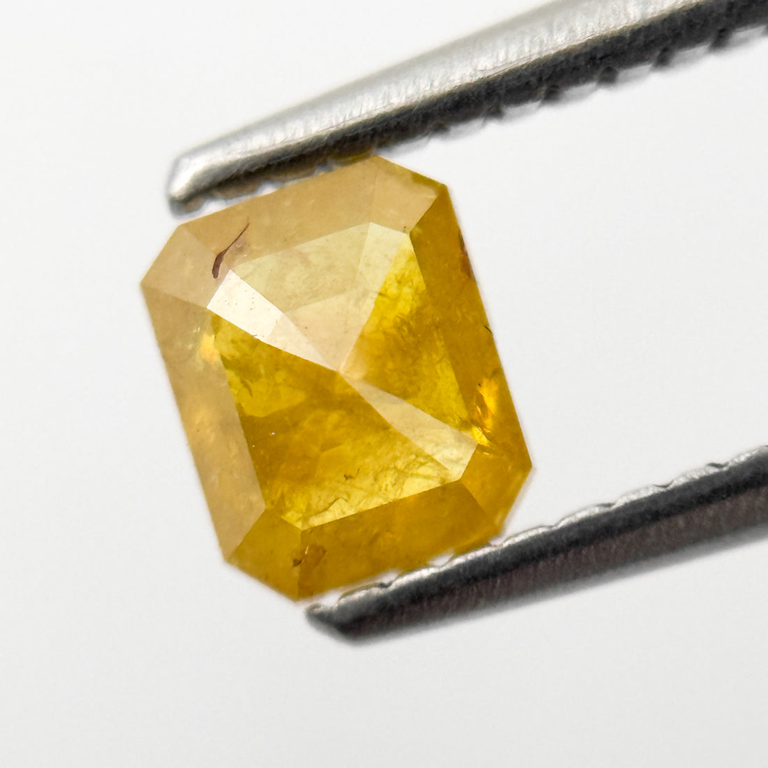 0.76 Ct Emerald Rose Cut Yellow Natural Salt and Pepper Diamond