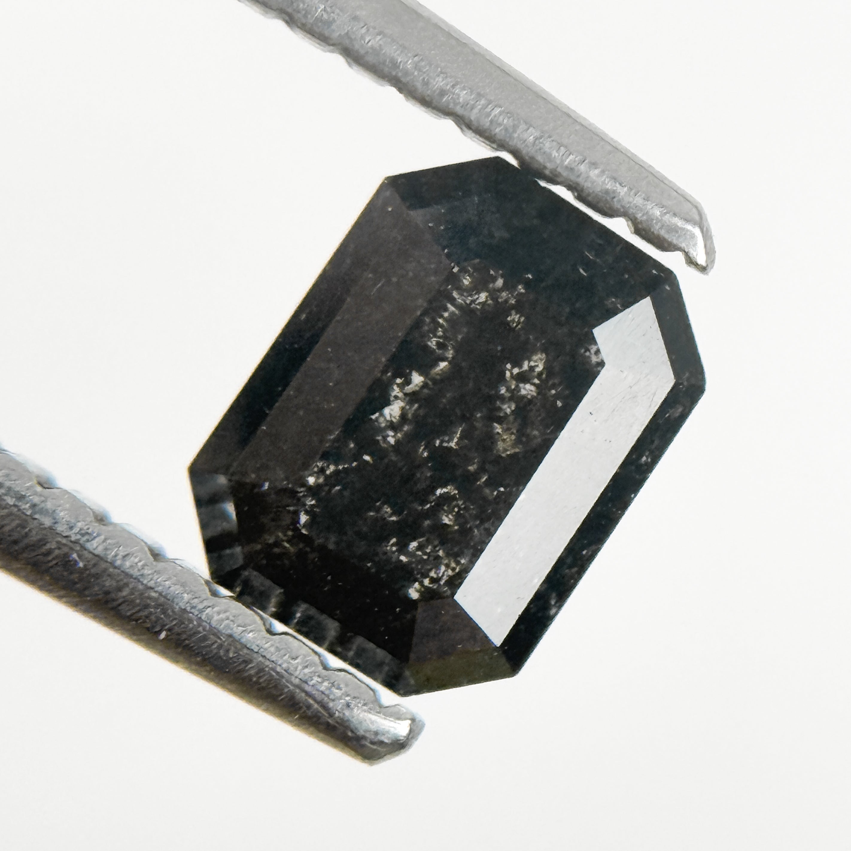 0.68 Ct Emerald Rose Cut Grey Natural Salt and Pepper Diamond