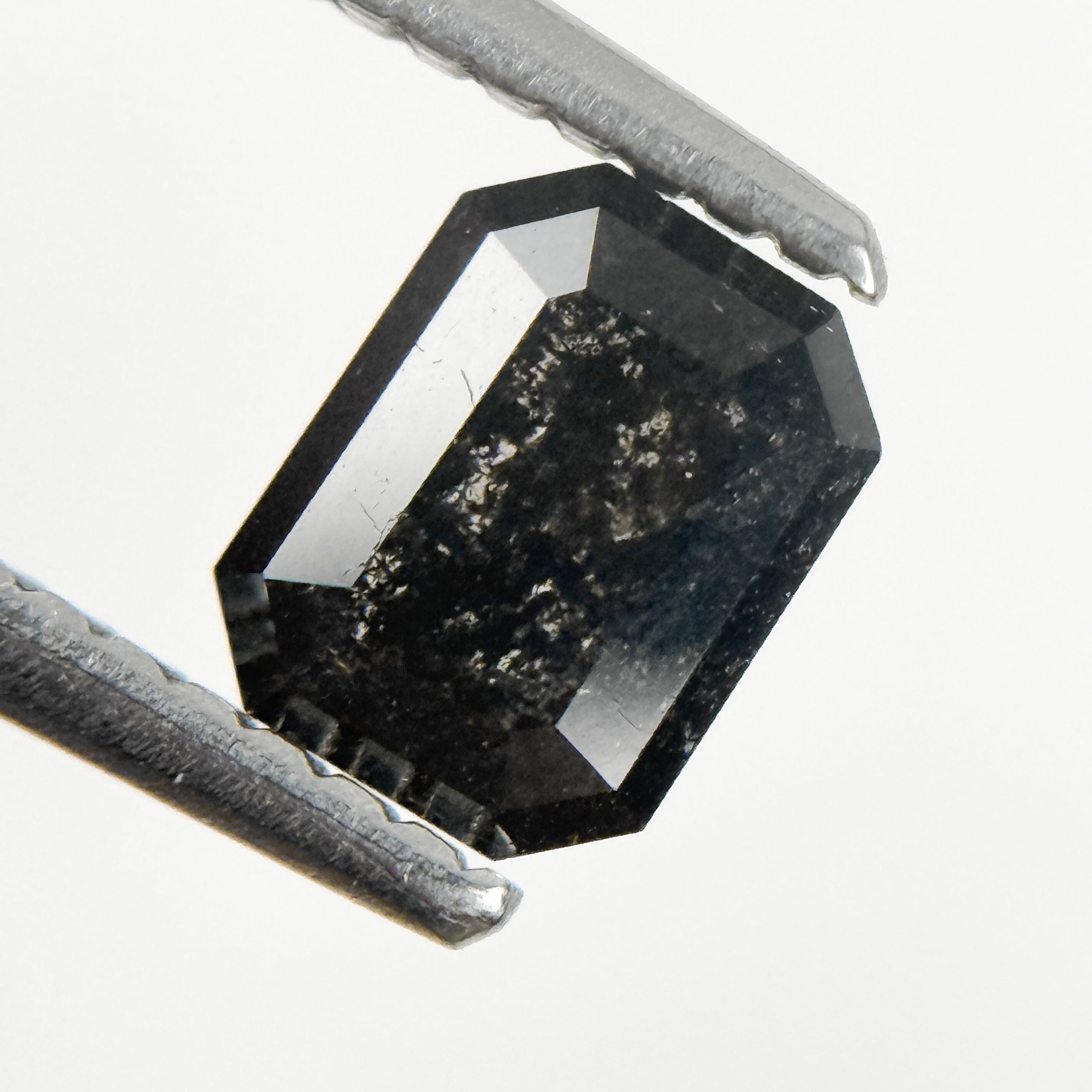 0.68 Ct Emerald Rose Cut Grey Natural Salt and Pepper Diamond