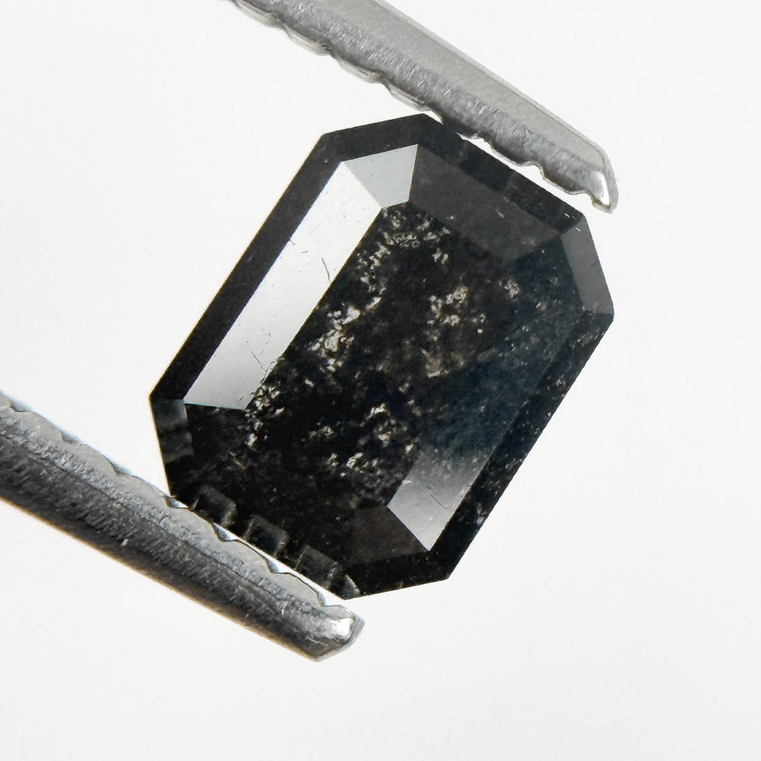 0.68 Ct Emerald Rose Cut Grey Natural Salt and Pepper Diamond