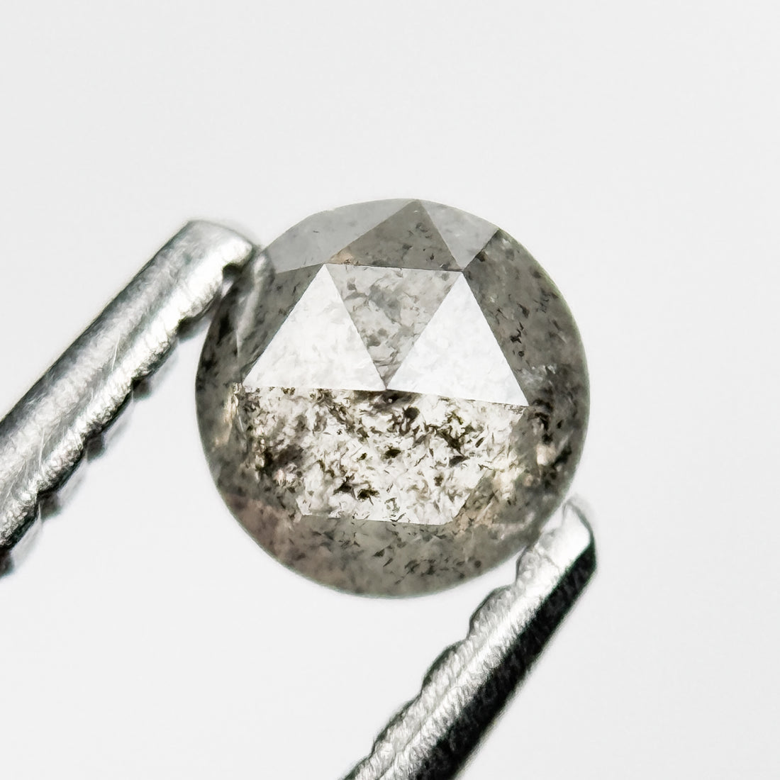 0.37 Ct Round Rose Cut Grey Natural Galaxy Diamond