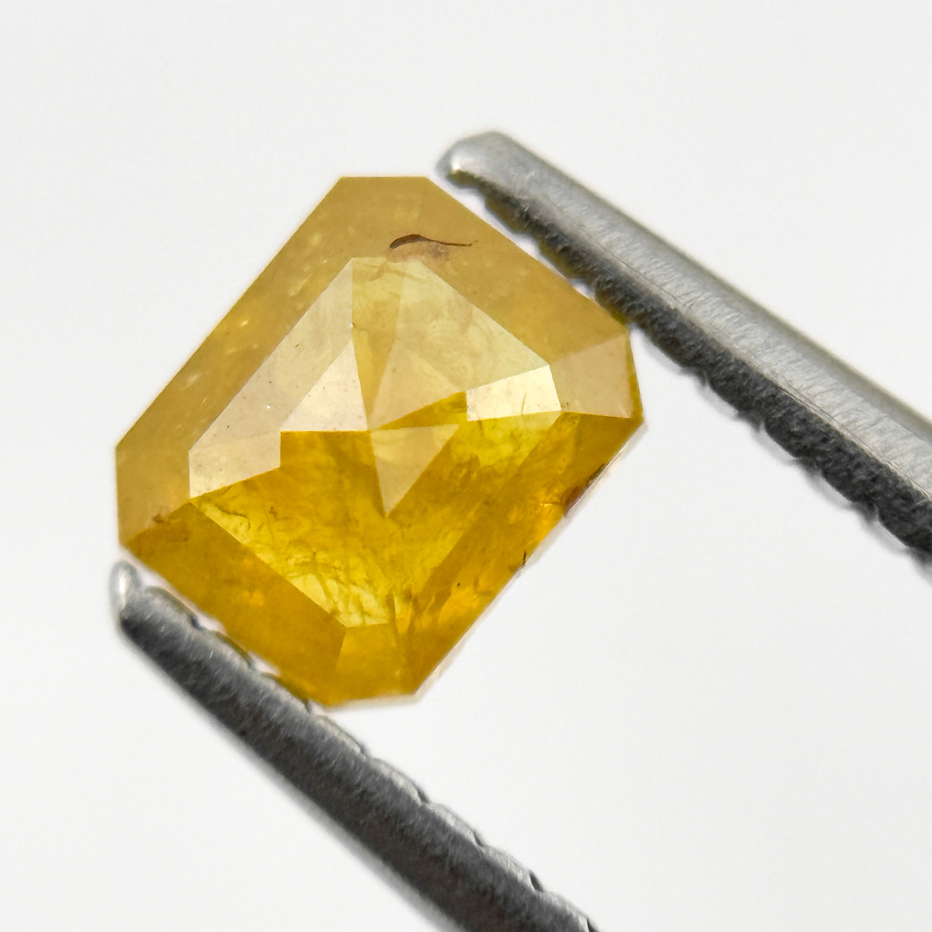 0.76 Ct Emerald Rose Cut Yellow Natural Salt and Pepper Diamond