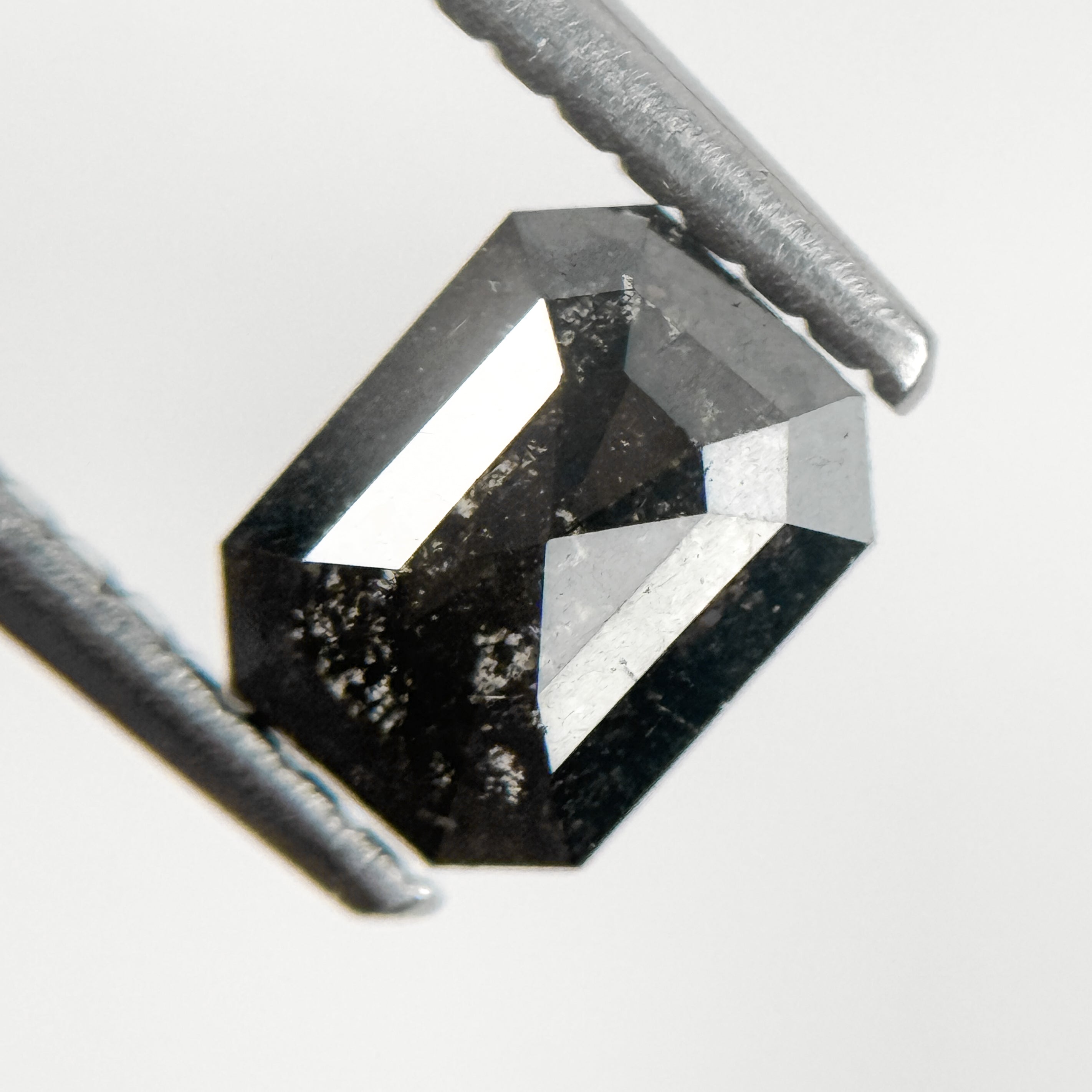 0.68 Ct Emerald Rose Cut Grey Natural Salt and Pepper Diamond