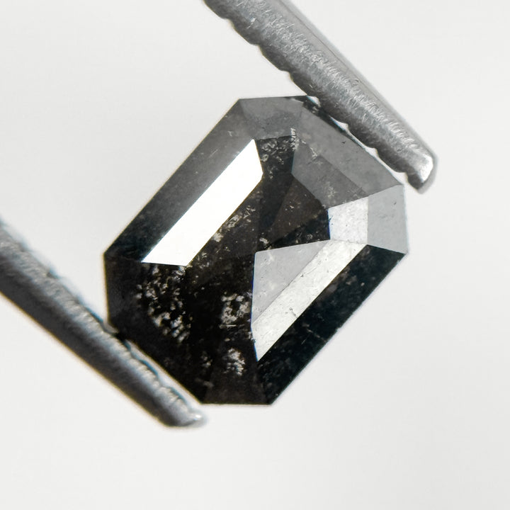 0.68 Ct Emerald Rose Cut Grey Natural Salt and Pepper Diamond