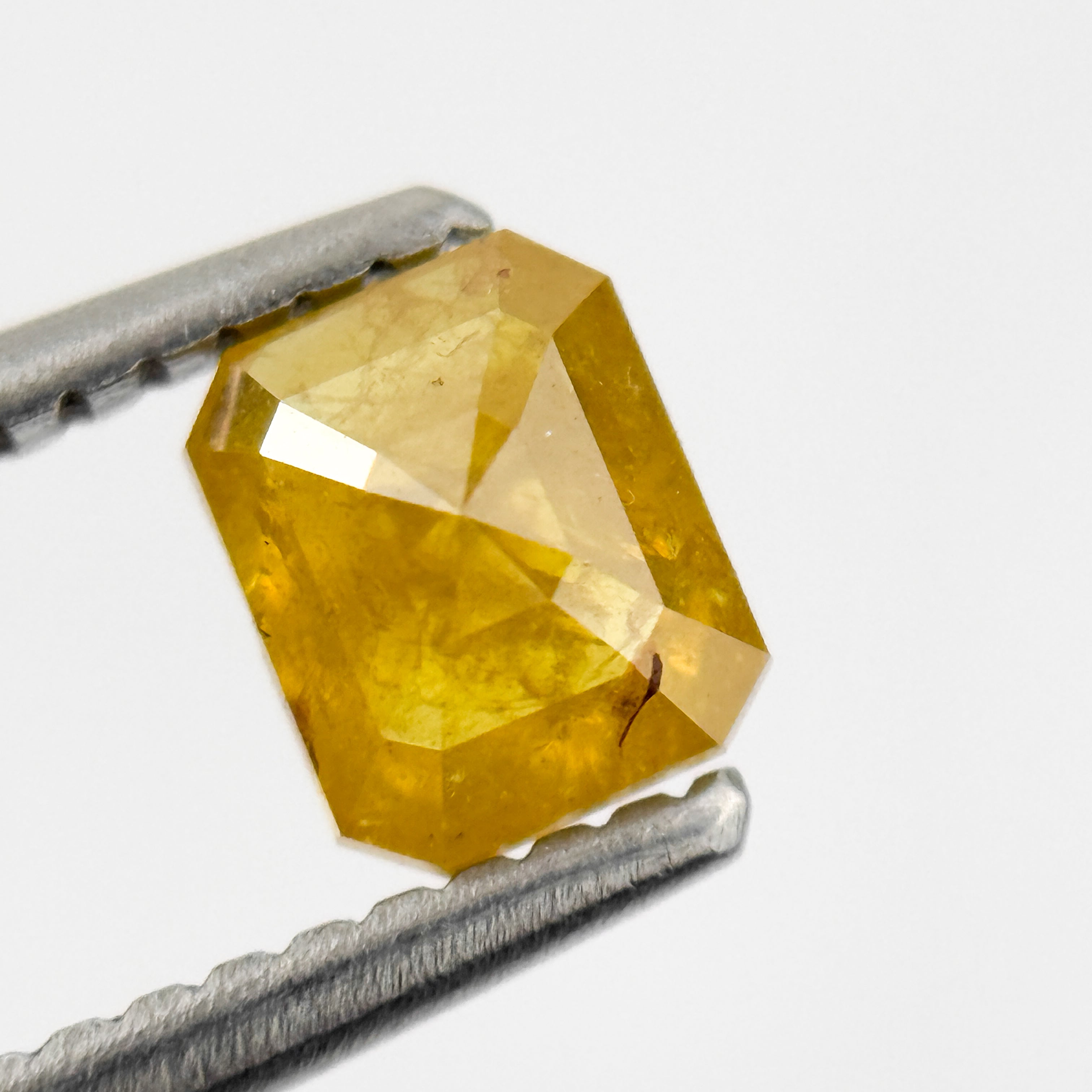 0.76 Ct Emerald Rose Cut Yellow Natural Salt and Pepper Diamond