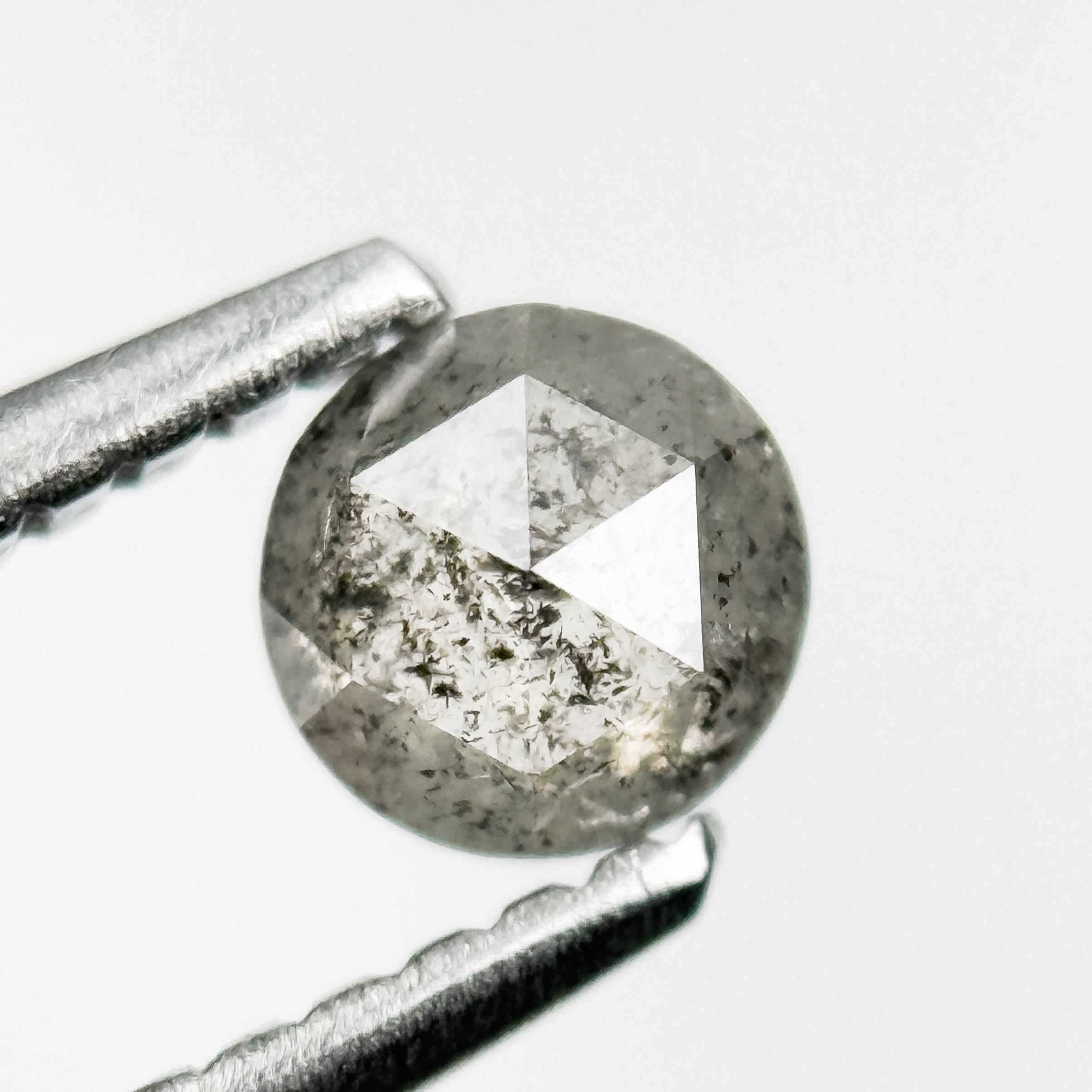 0.37 Ct Round Rose Cut Grey Natural Galaxy Diamond